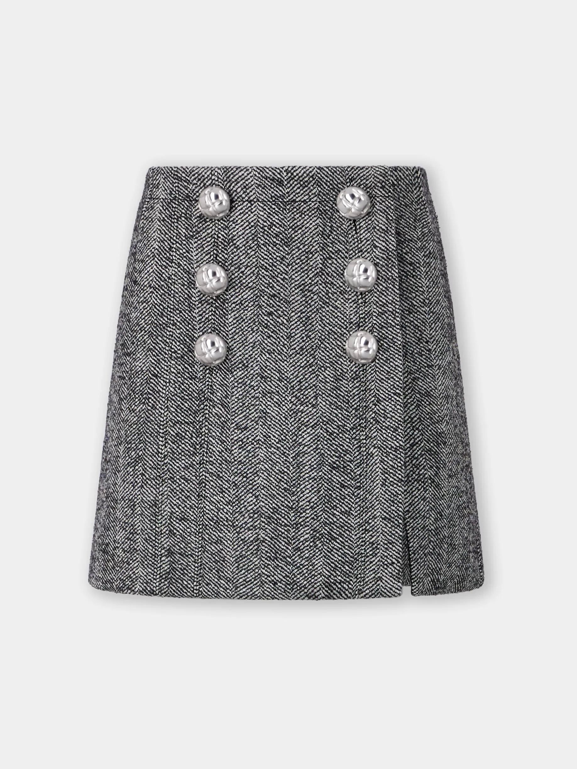 Rabanne A-LINE MINI SKIRT IN HERRINGBONE WOOL