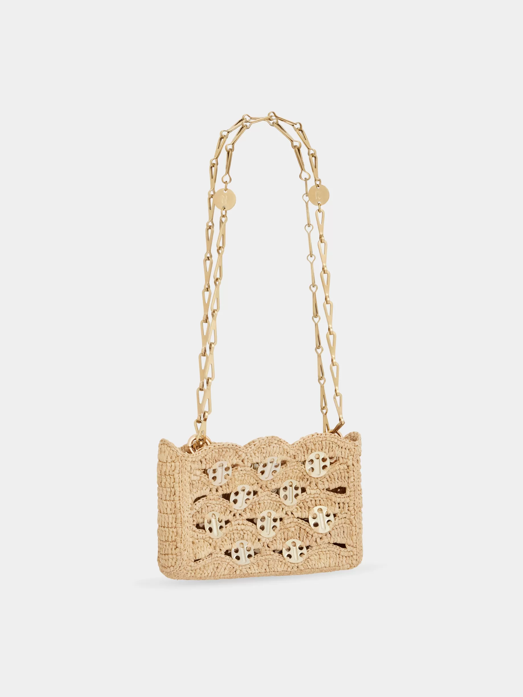 Rabanne 1969 BEIGE NANO BAG IN RAFFIA