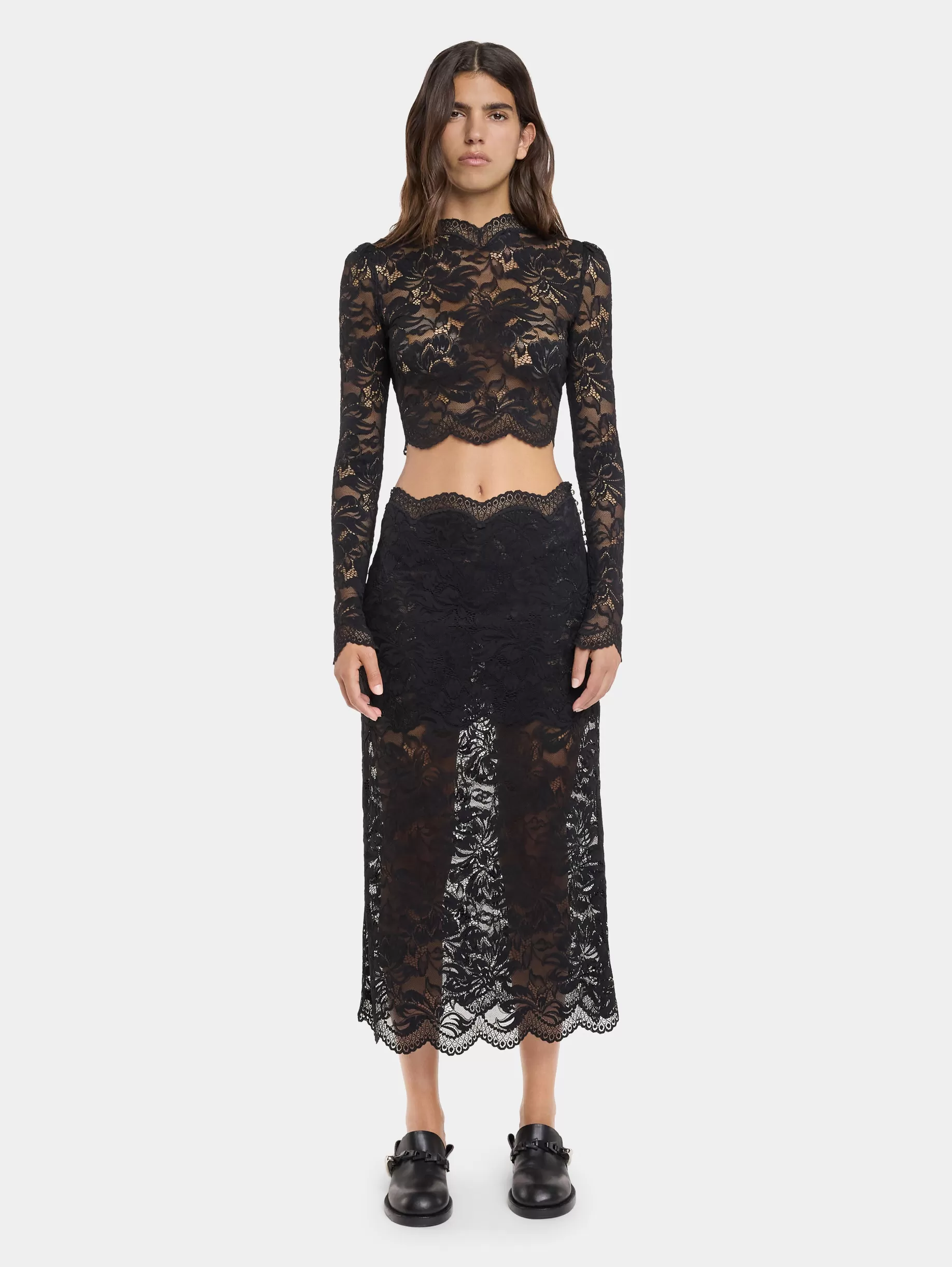 Rabanne BLACK CROP TOP IN LACE