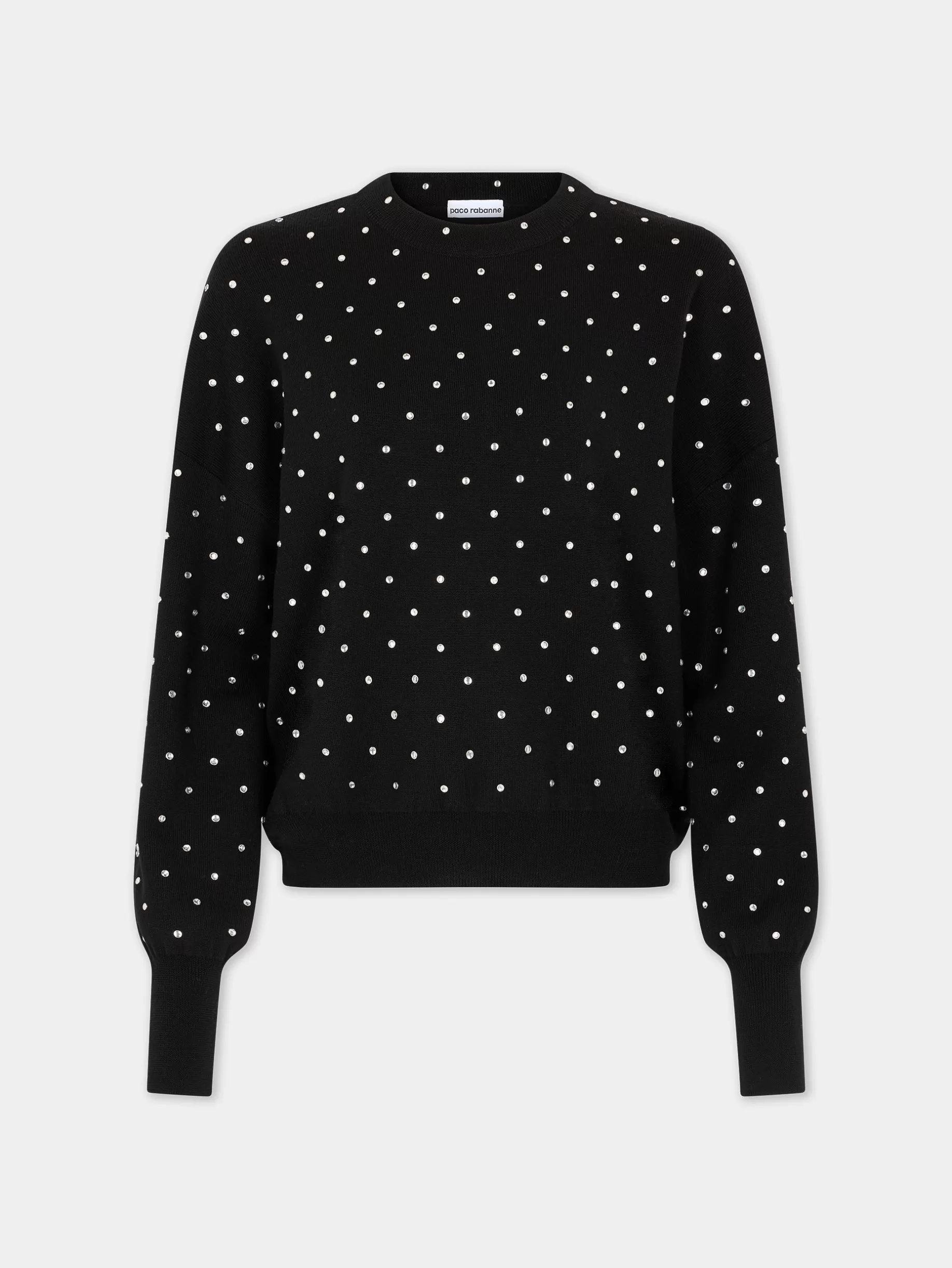 Rabanne BLACK CRYSTAL-EMBELLISHED SWEATER IN WOOL