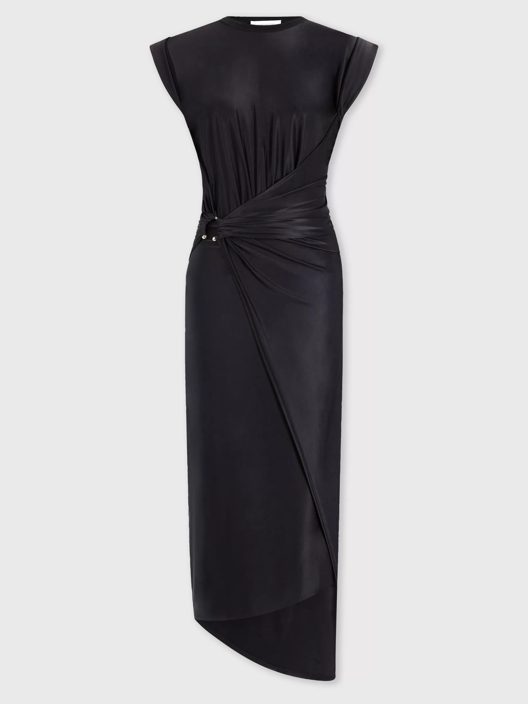 Rabanne Black draped dress with signature piercing