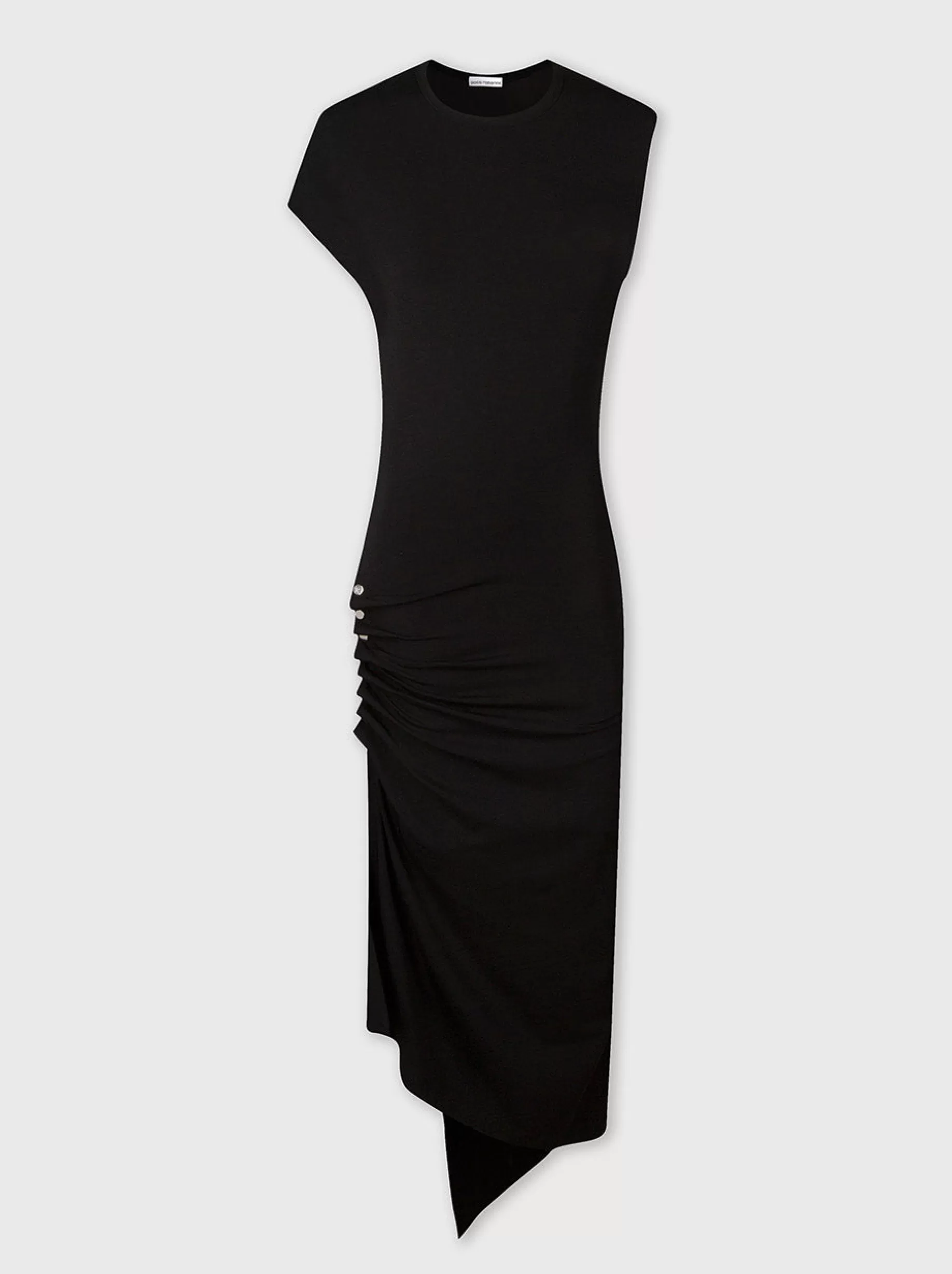 Rabanne Black draped pression dress in jersey