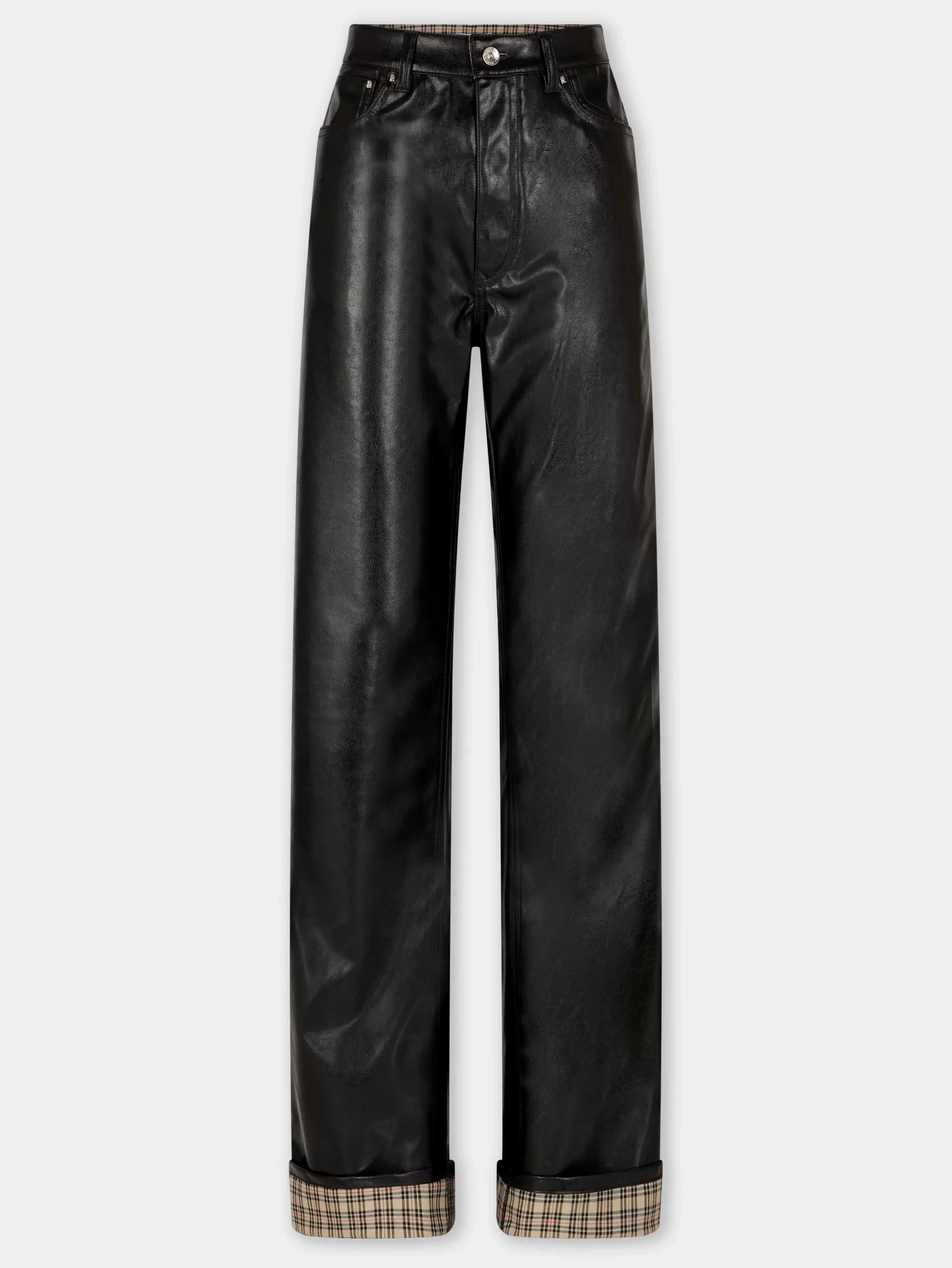 Rabanne BLACK FLARED TROUSERS IN IMITATION LEATHER