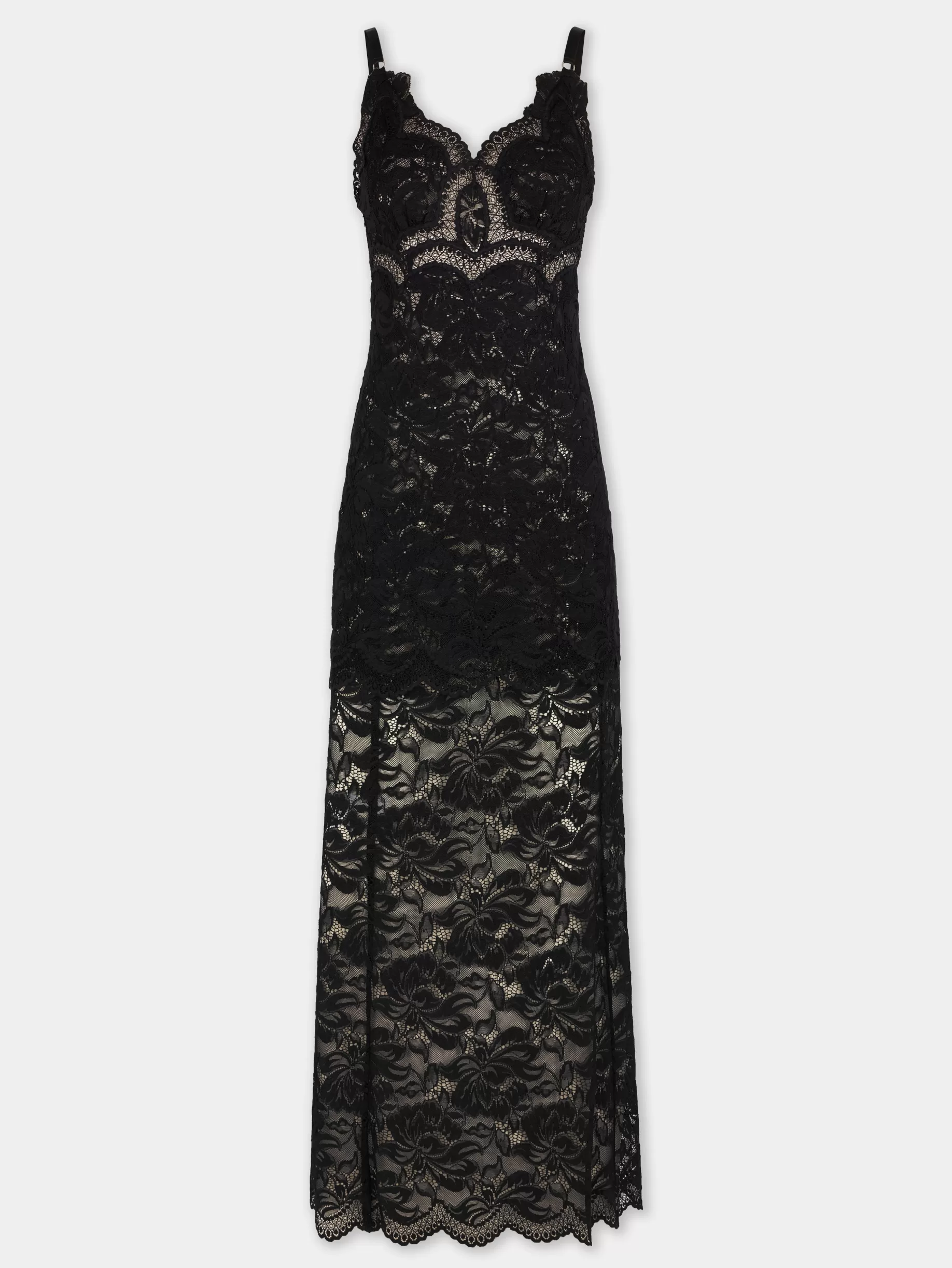 Rabanne BLACK LONG DRESS IN LACE