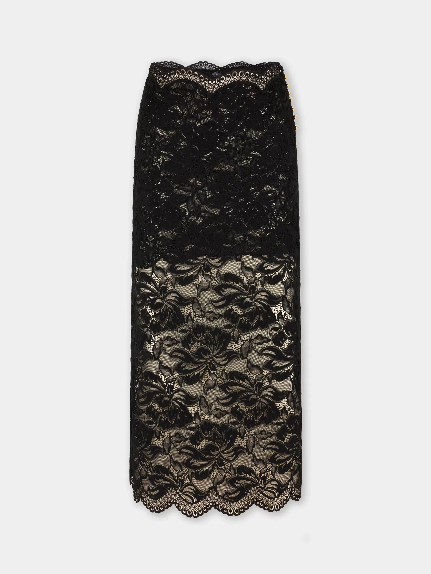 Rabanne BLACK MIDI-SKIRT IN LACE