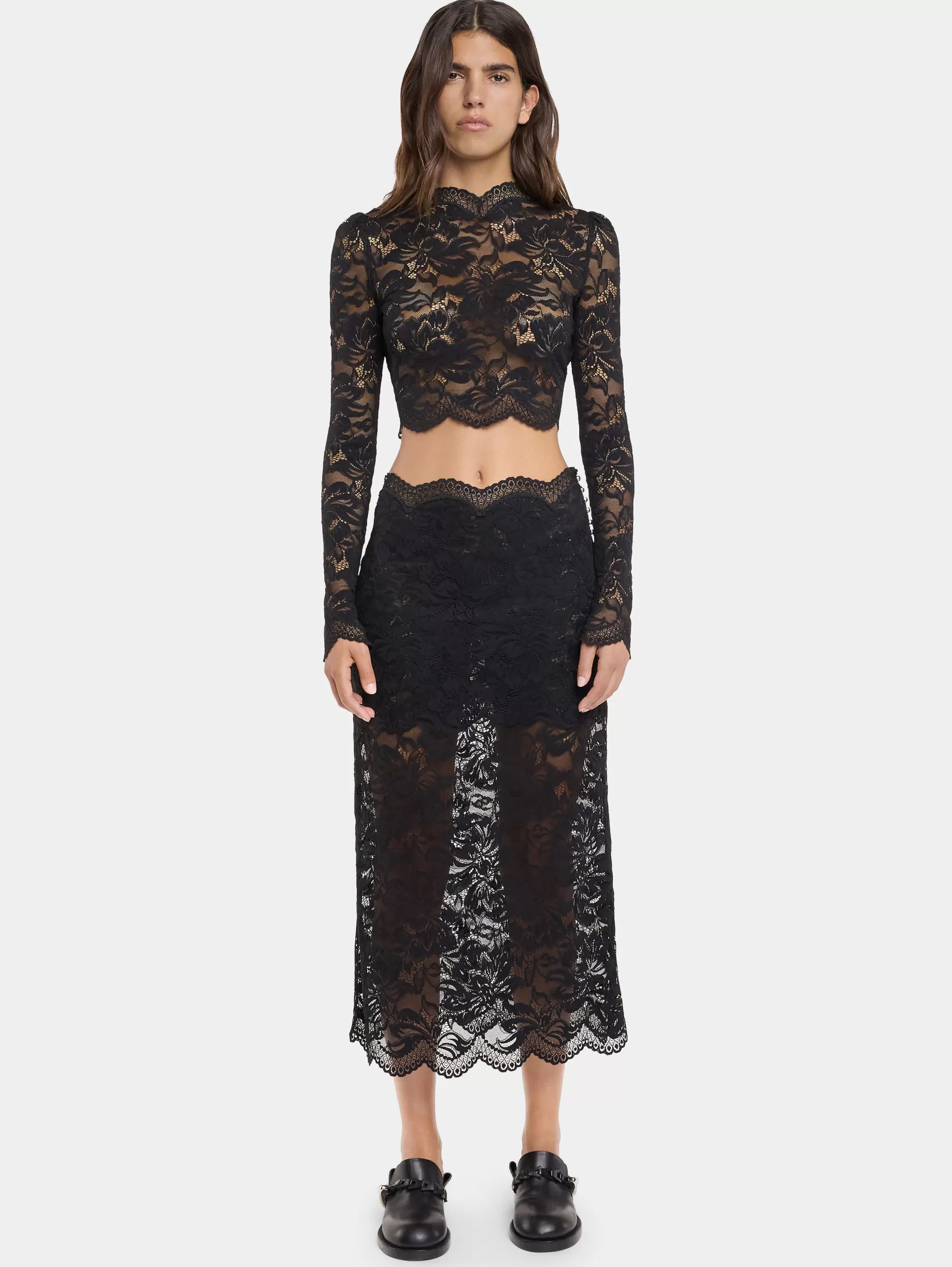 Rabanne BLACK MIDI-SKIRT IN LACE