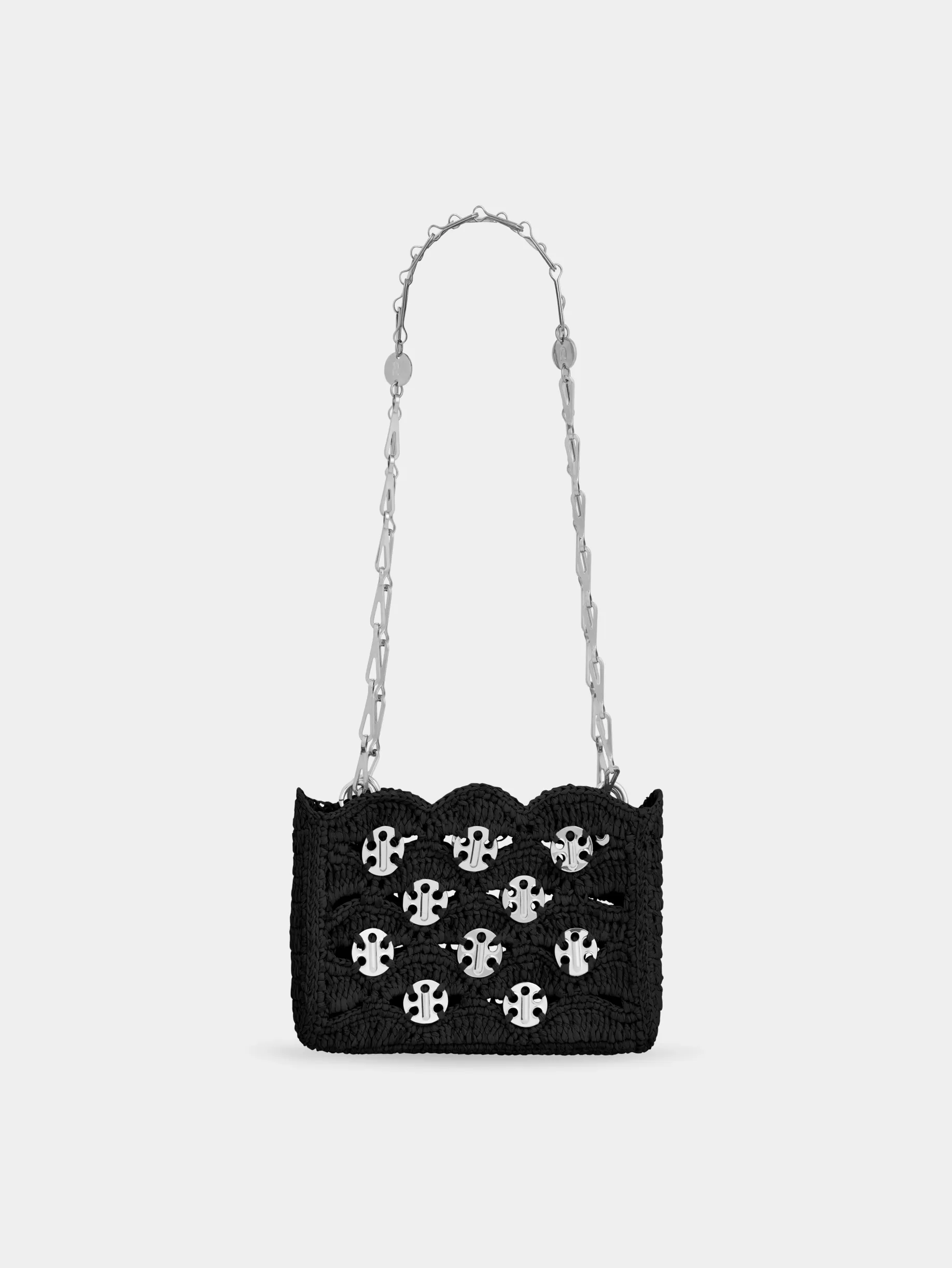 Rabanne 1969 BLACK NANO BAG IN RAFFIA