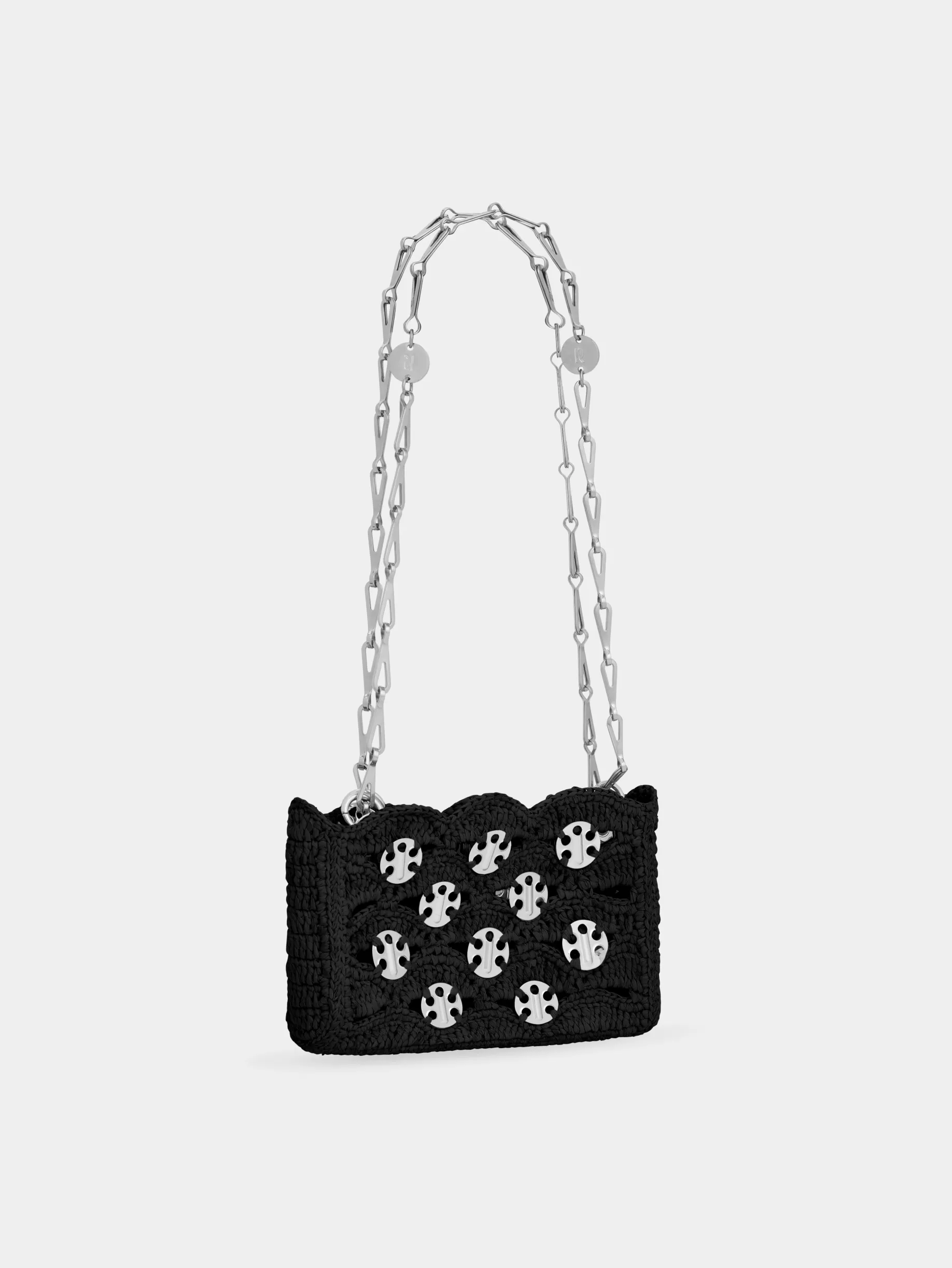 Rabanne 1969 BLACK NANO BAG IN RAFFIA