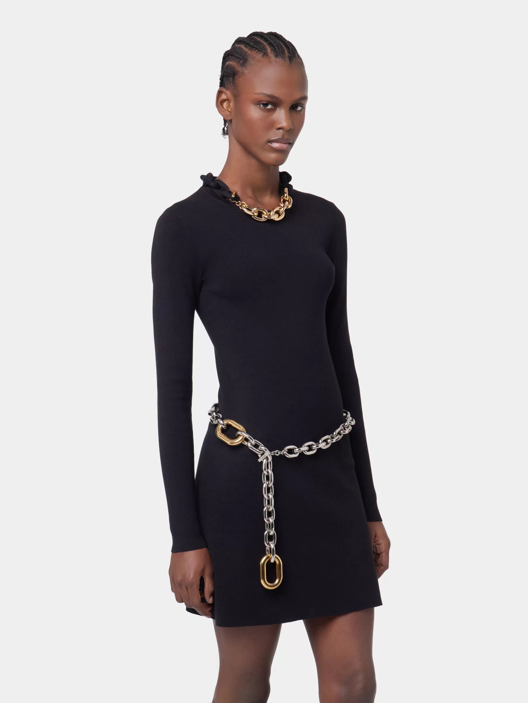 Rabanne BLACK SHORT KNITTED DRESS