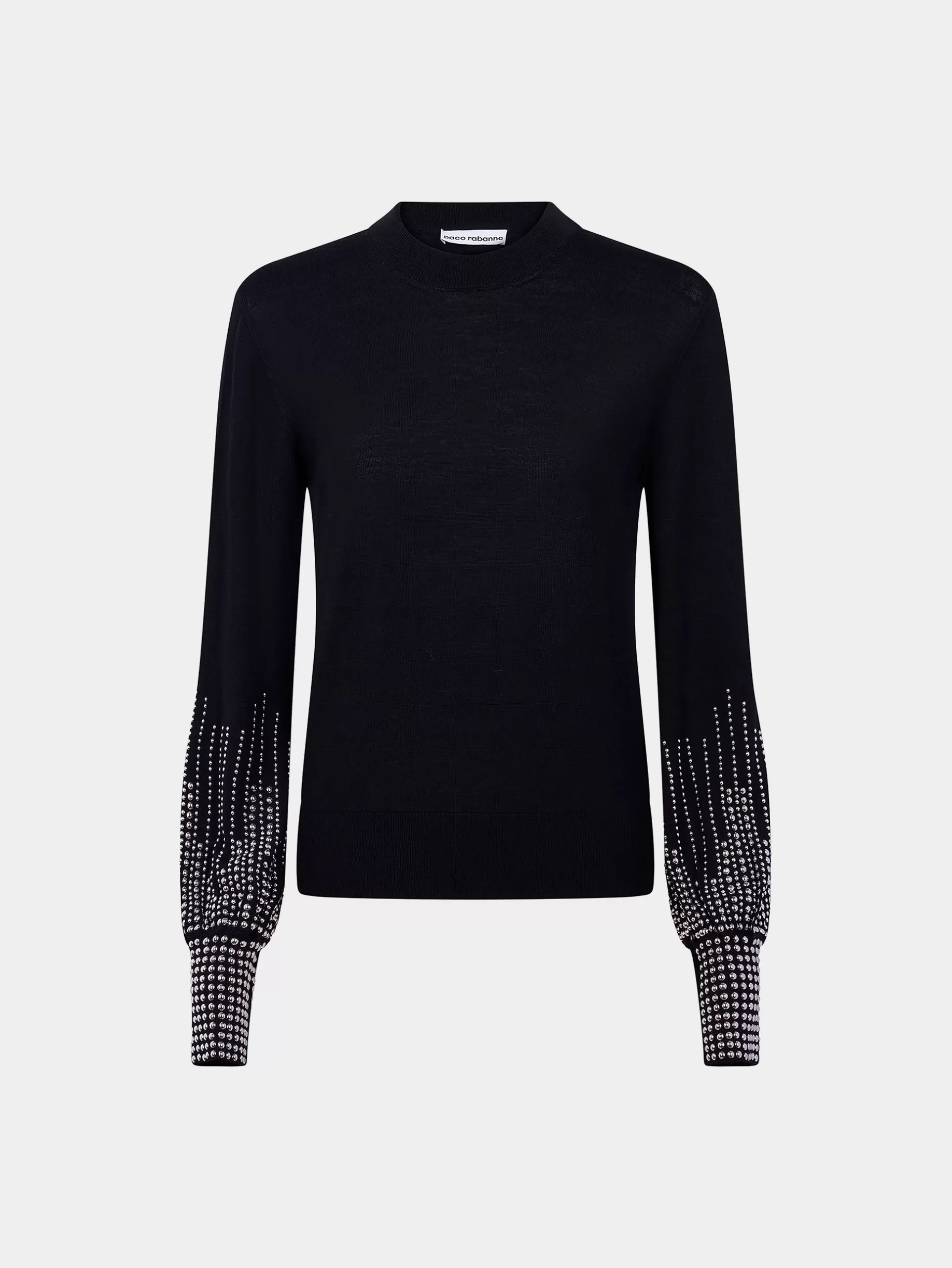 Rabanne Black stud-cuffs wool jumper