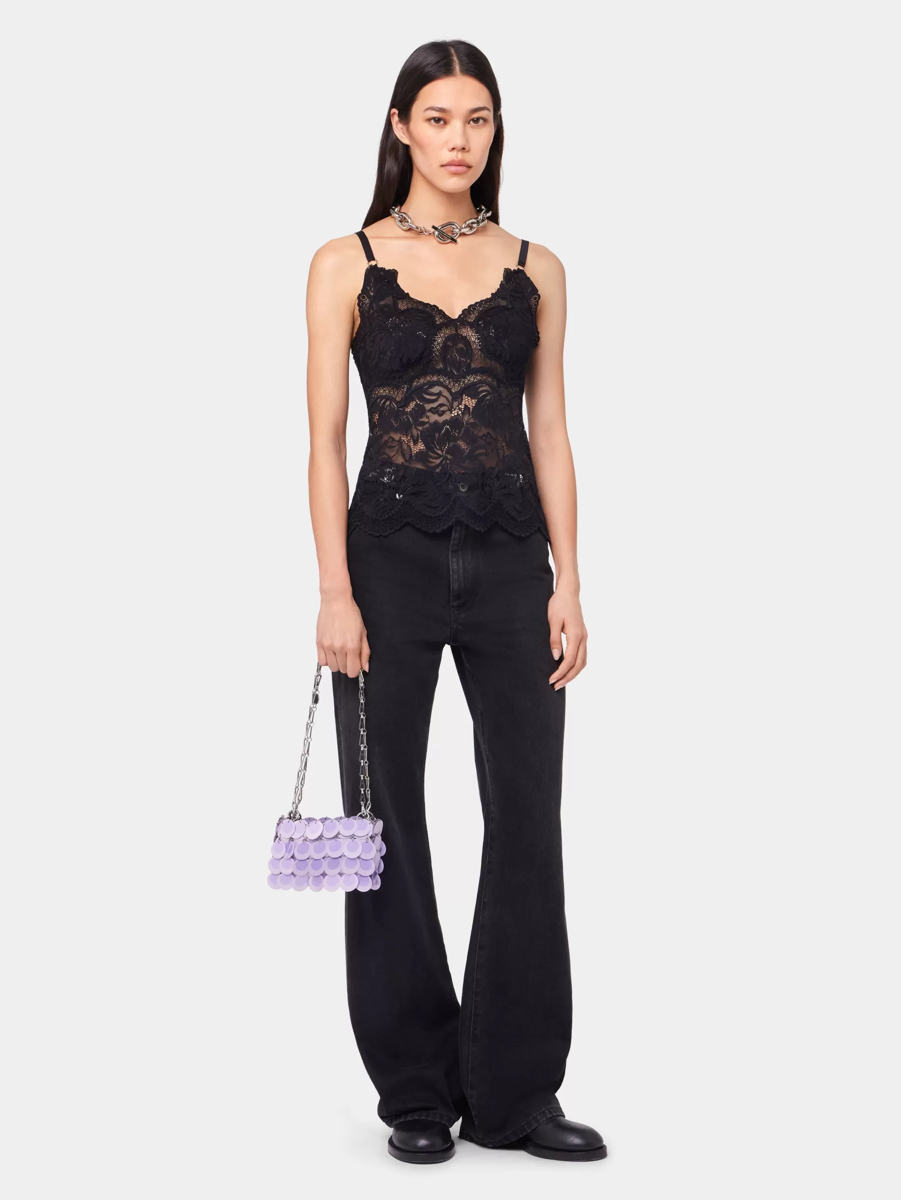 Rabanne BLACK TANK TOP IN LACE