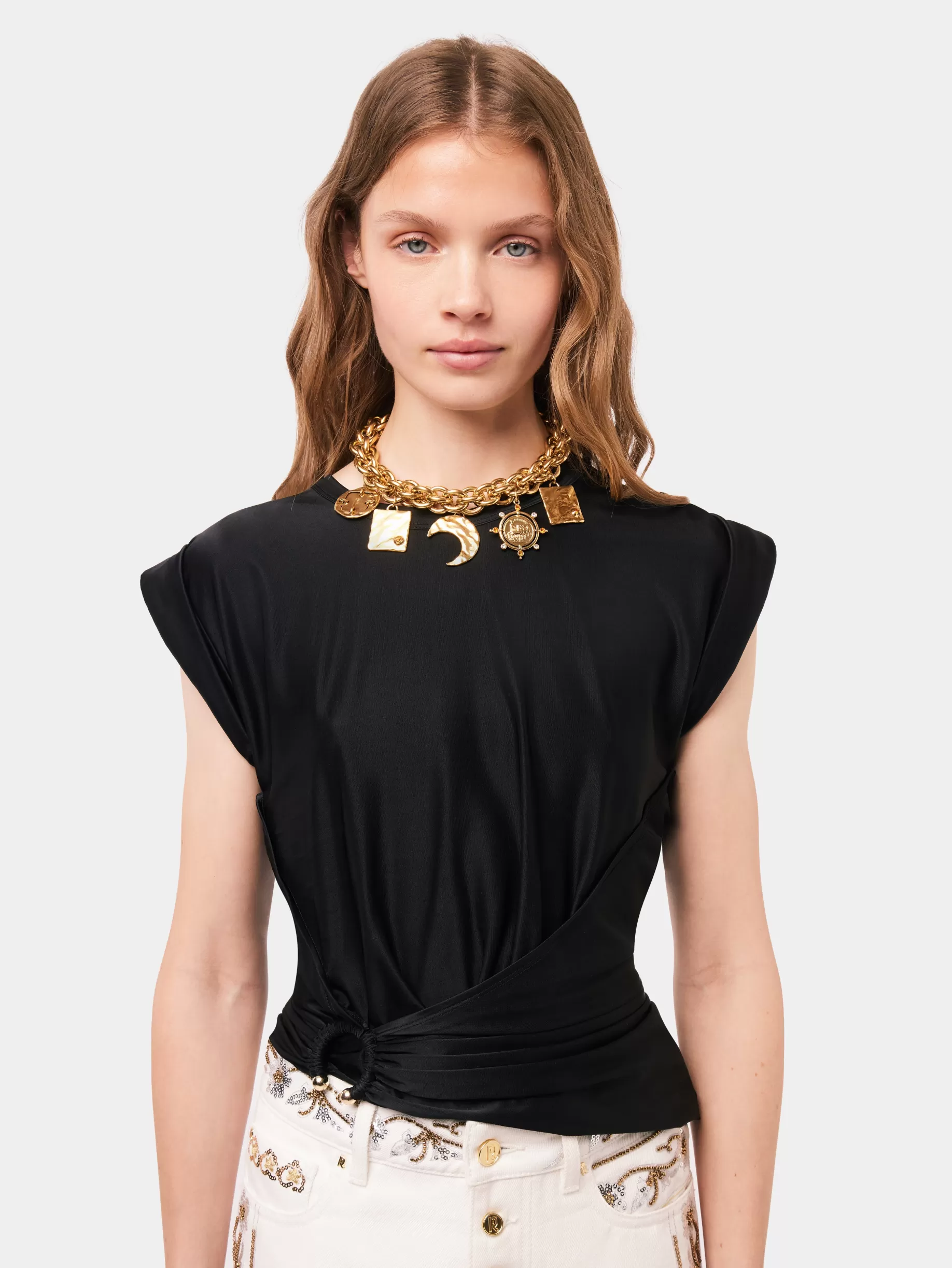 Rabanne Black top with signature piercing