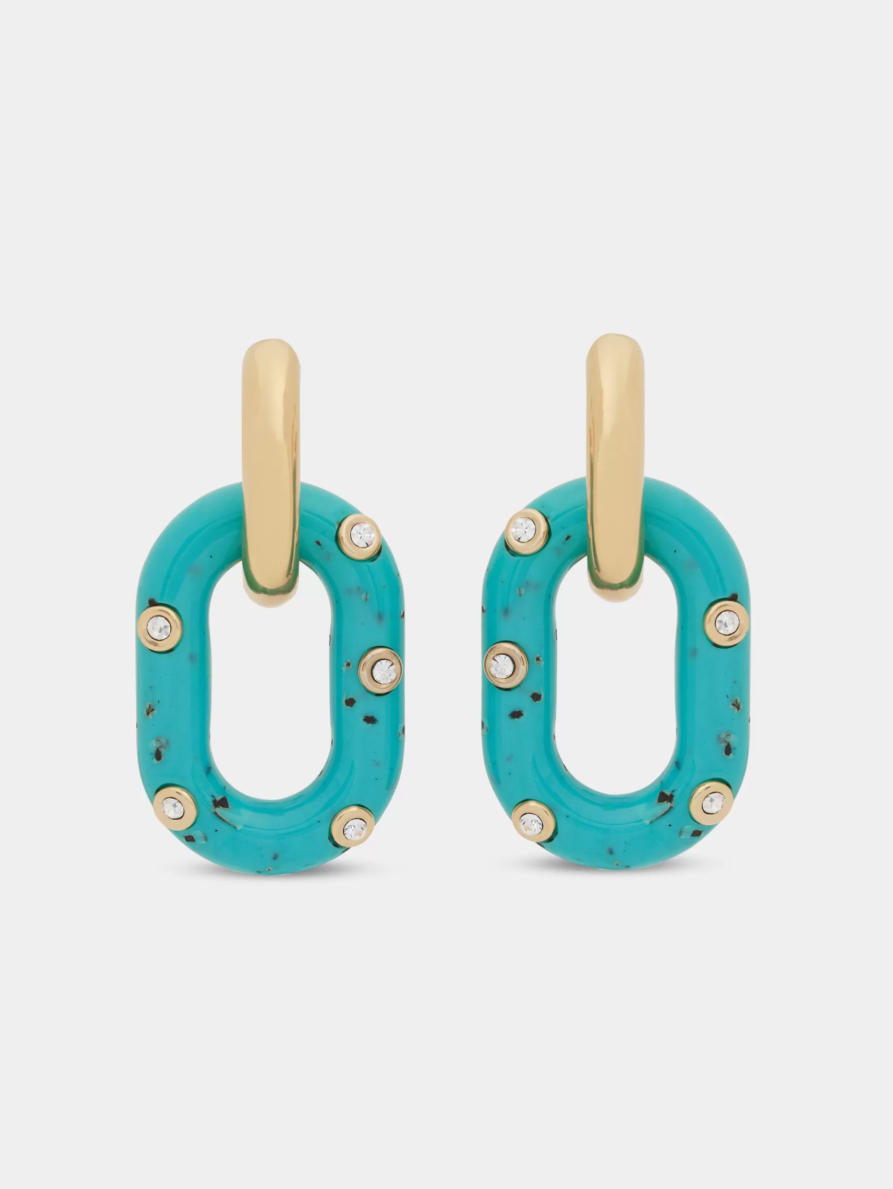 Rabanne BLUE XL LINK OVERSIZED PALM SPRING EARRINGS