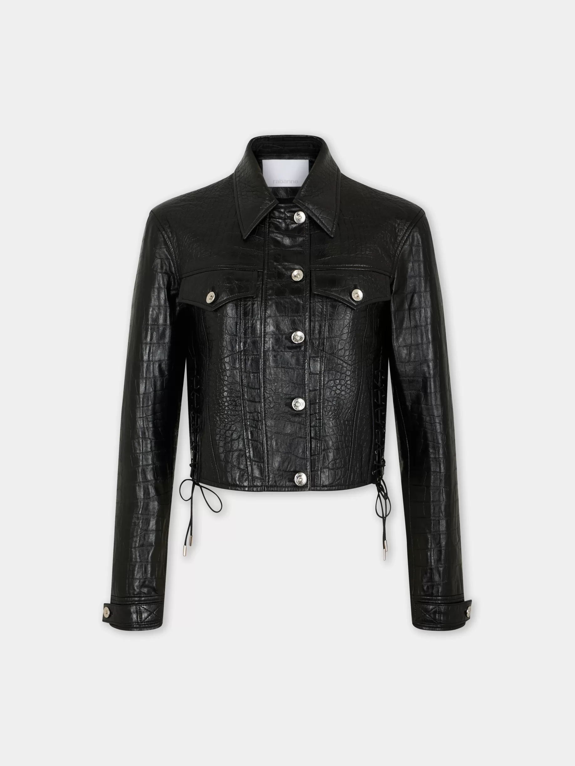 Rabanne CROPPED JACKET IN CROCO-EMBOSSED LEATHER