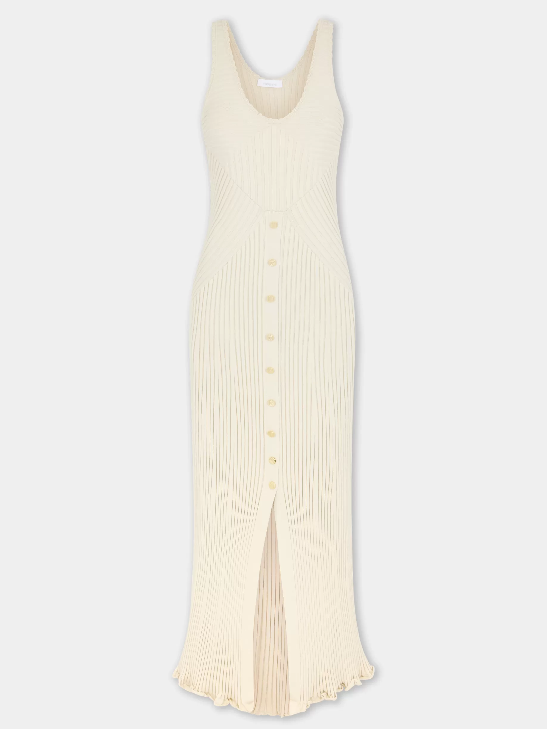 Rabanne ECRU LONG DRESS IN VISCOSE KNIT