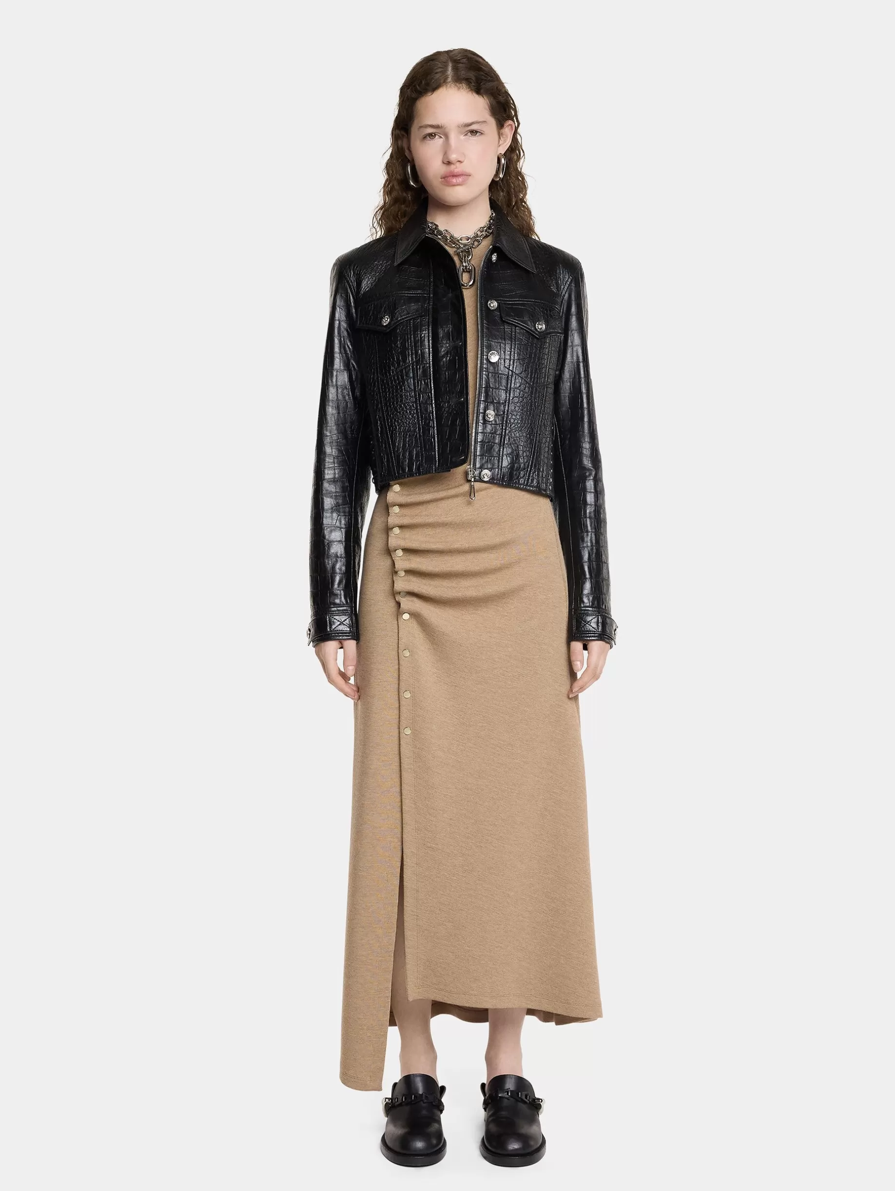 Rabanne GATHERED LONG DRESS IN WOOL JERSEY