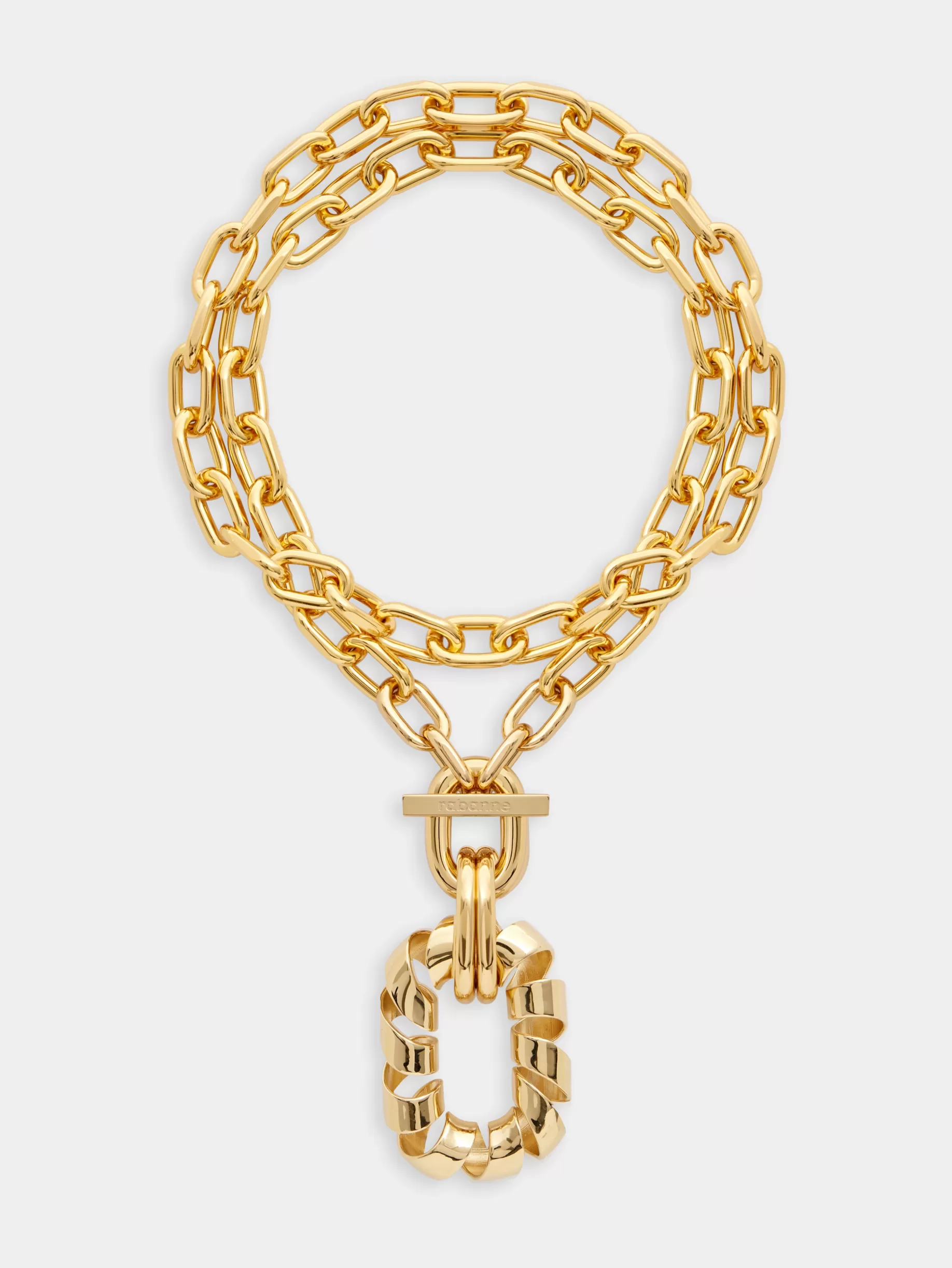 Rabanne Gold Double XL link twist necklace with pendant