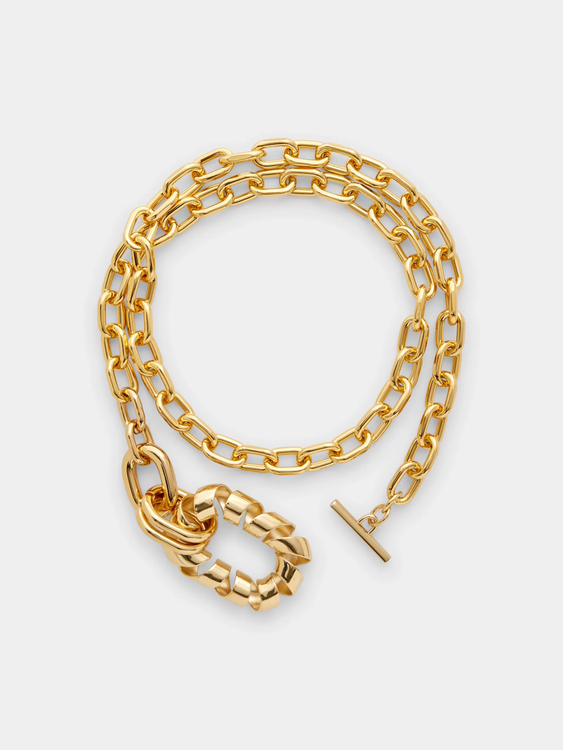 Rabanne Gold Double XL link twist necklace with pendant