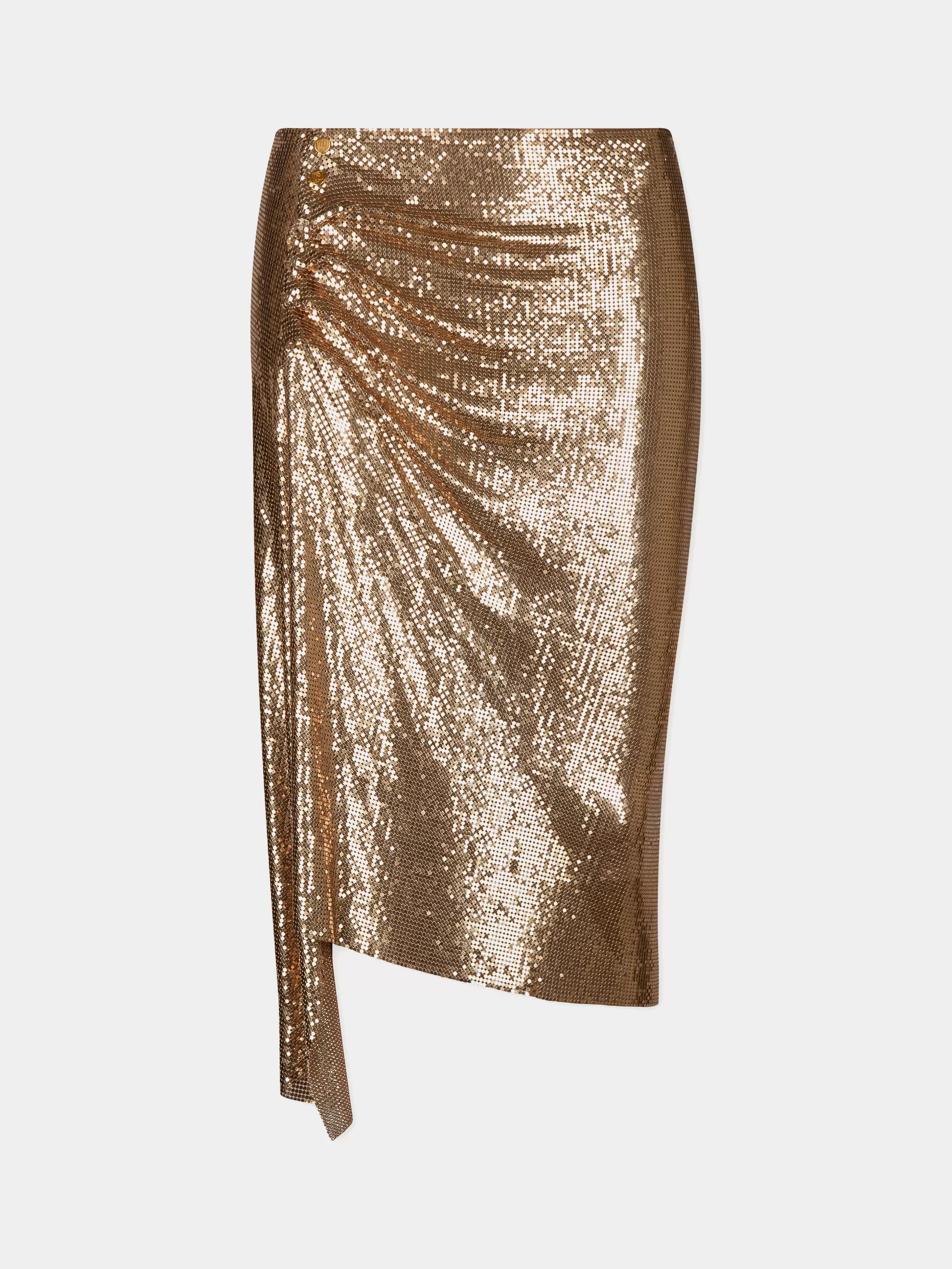 Rabanne Gold Drapé pression chainmail skirt