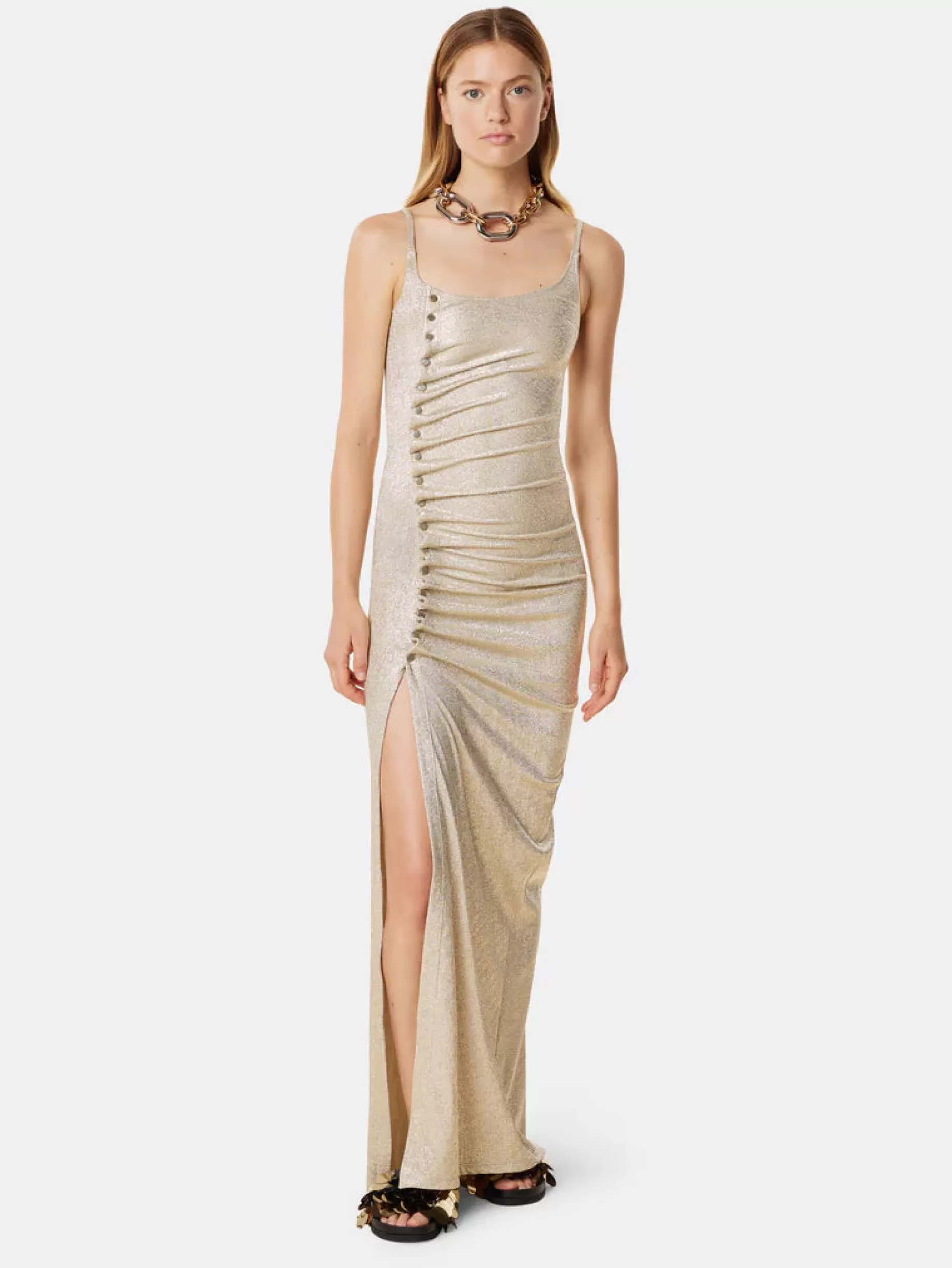 Rabanne Gold Long Dress in Lurex