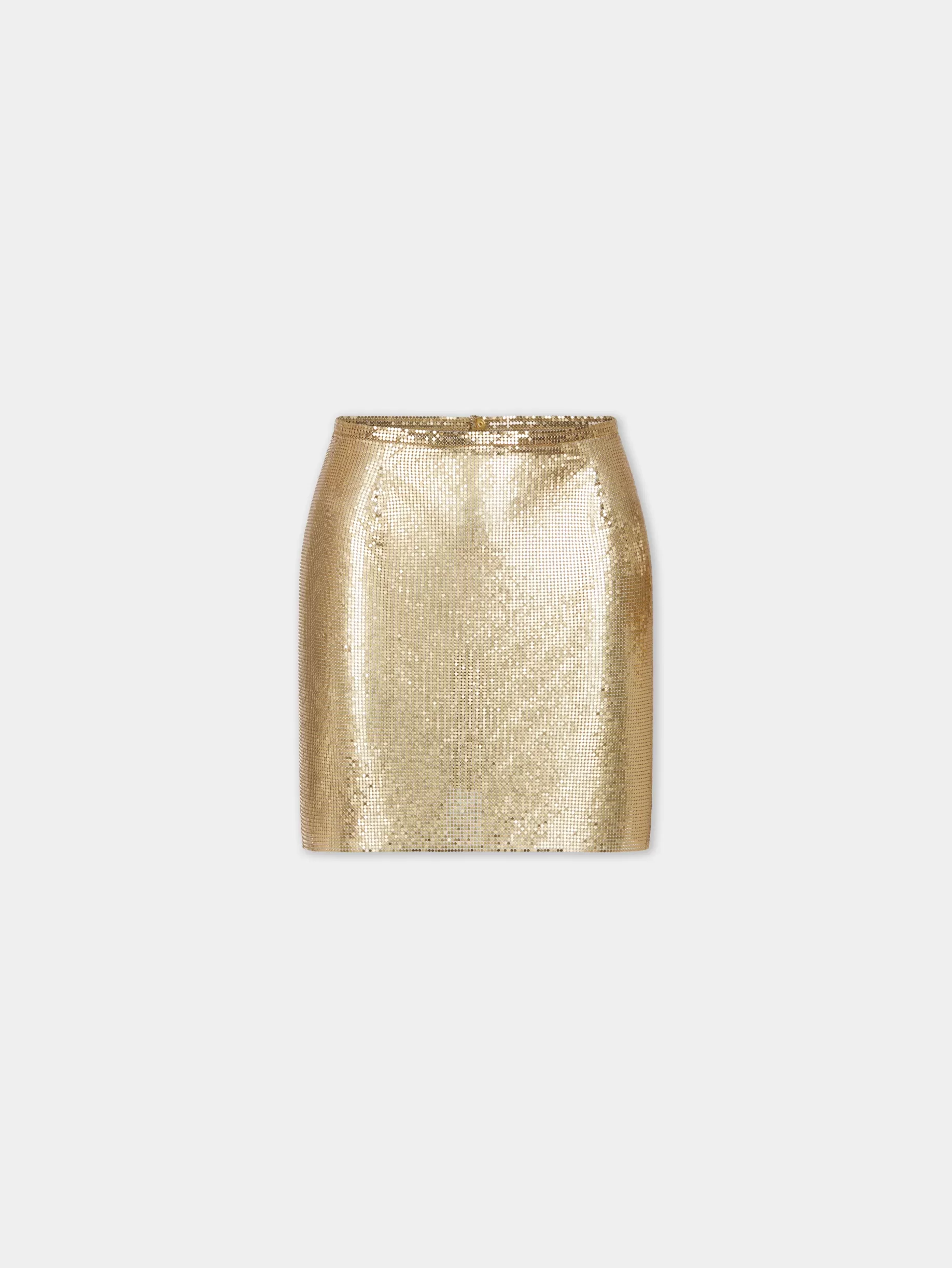 Rabanne GOLD MINI SKIRT IN MESH