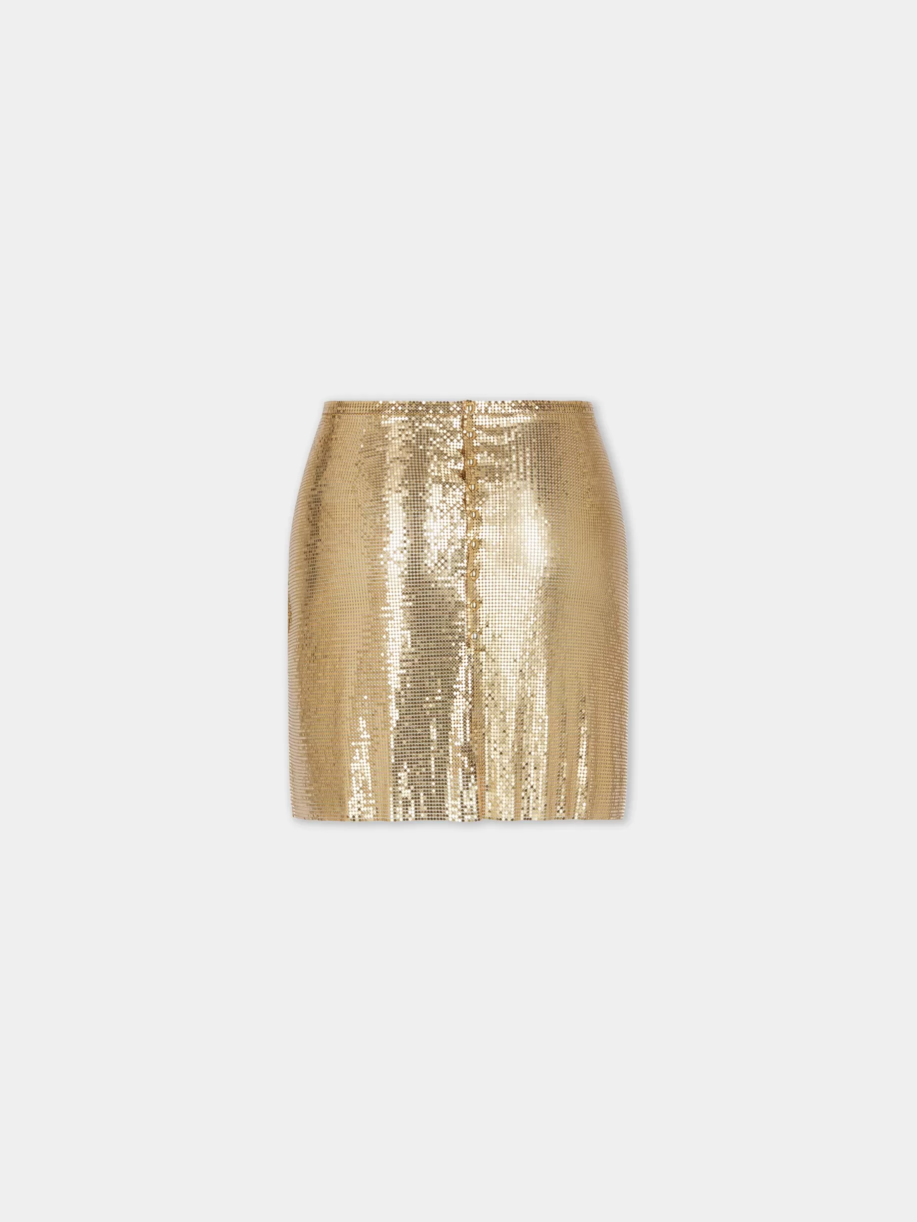 Rabanne GOLD MINI SKIRT IN MESH