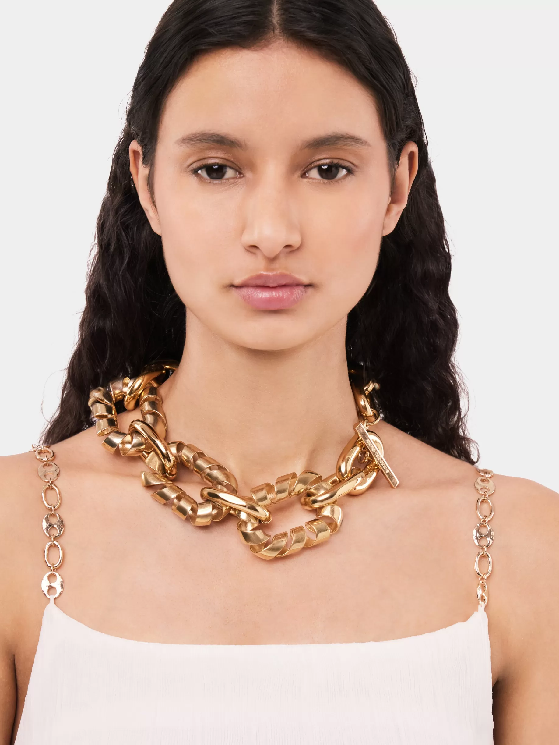 Rabanne Gold oversized XL link twist necklace