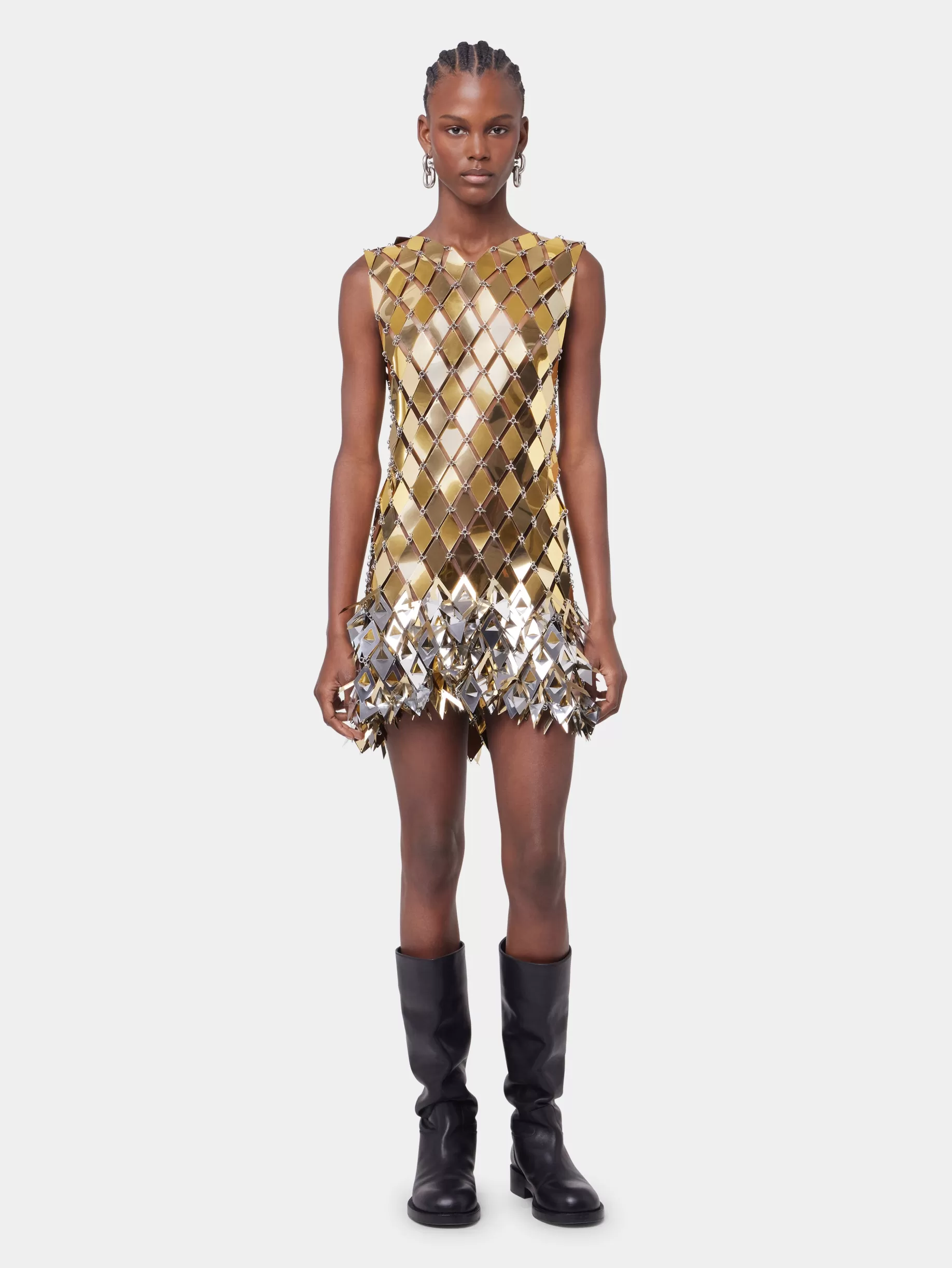 Rabanne GOLD SHORT DRESS IN ASSEMBLY