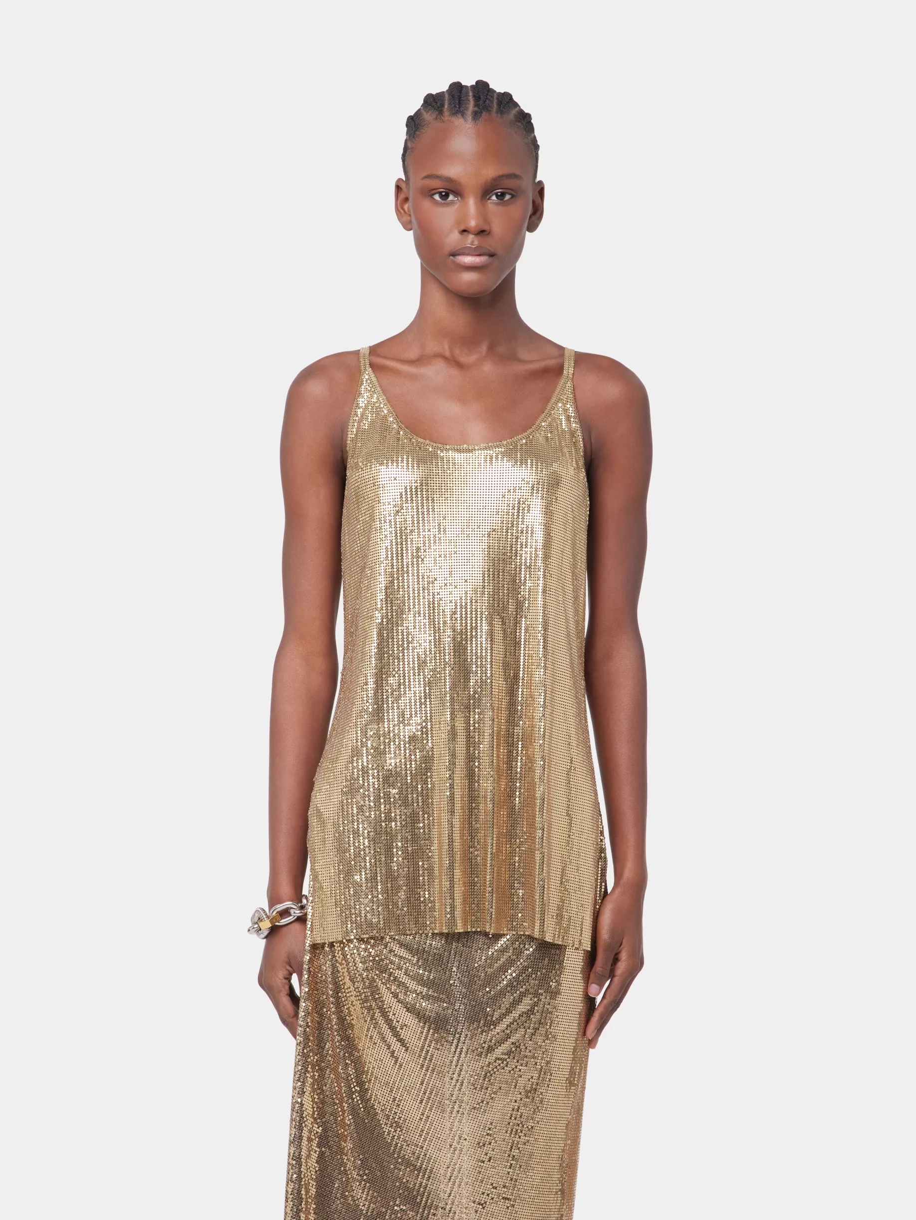 Rabanne GOLD TANK TOP IN MESH