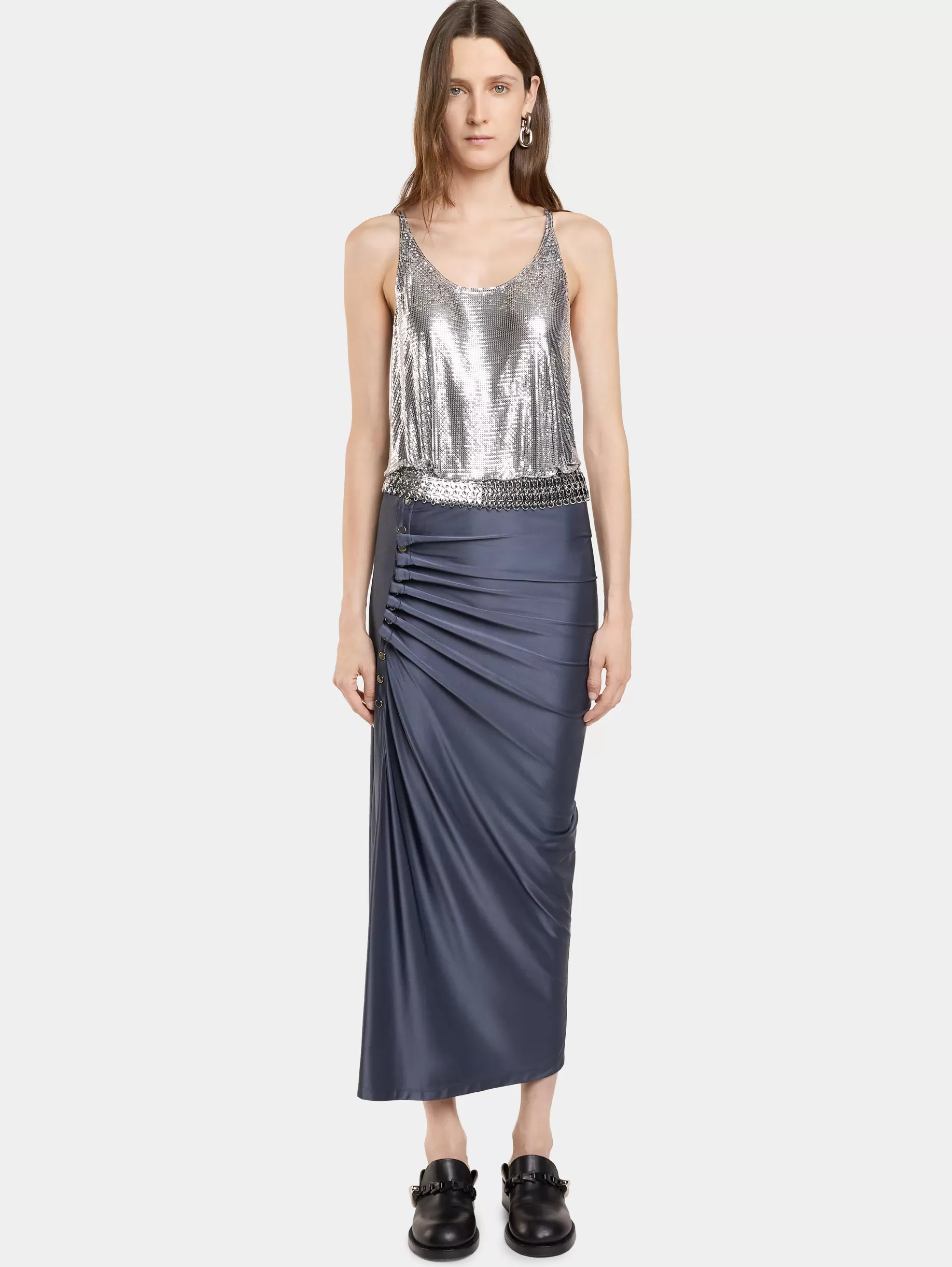 Rabanne GREY MIDI SKIRT IN JERSEY