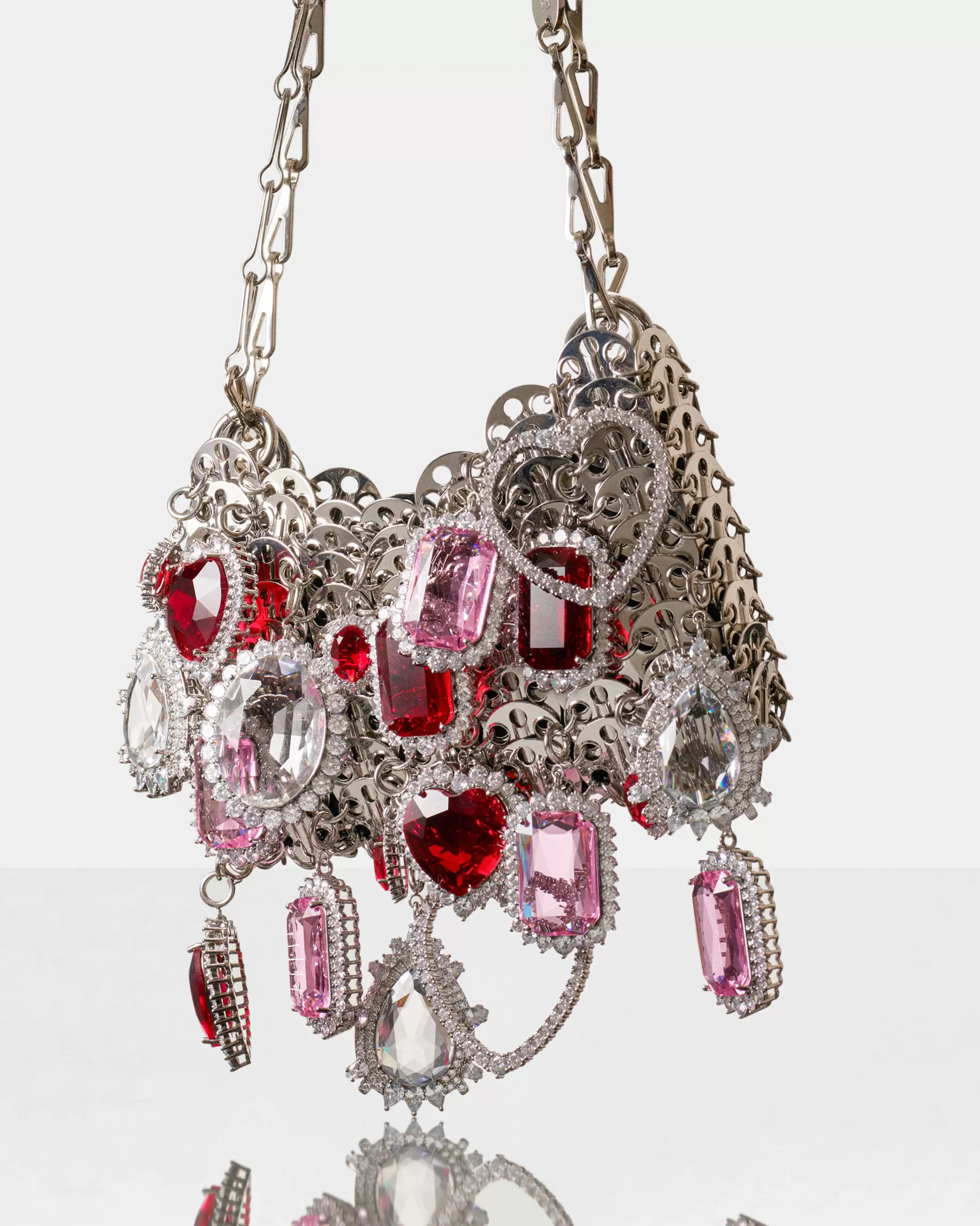 Rabanne HEART SHAPED CHARM WITH RUBY RED CRYSTAL