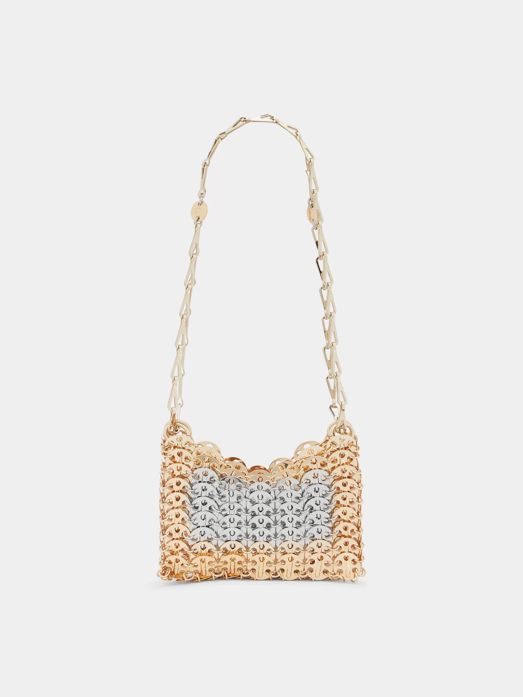 Rabanne Iconic gold and silver nano 1969 bag