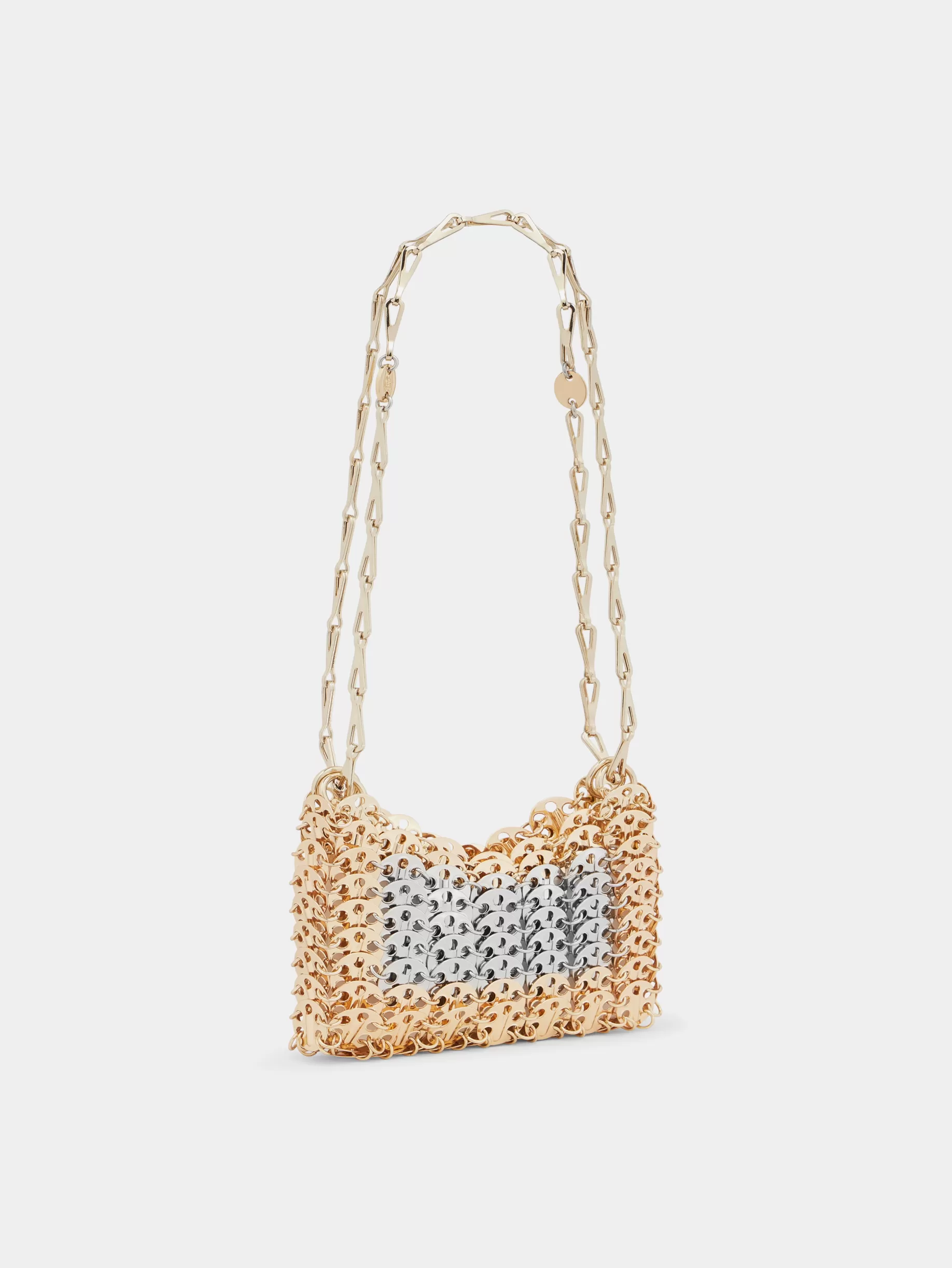 Rabanne Iconic gold and silver nano 1969 bag