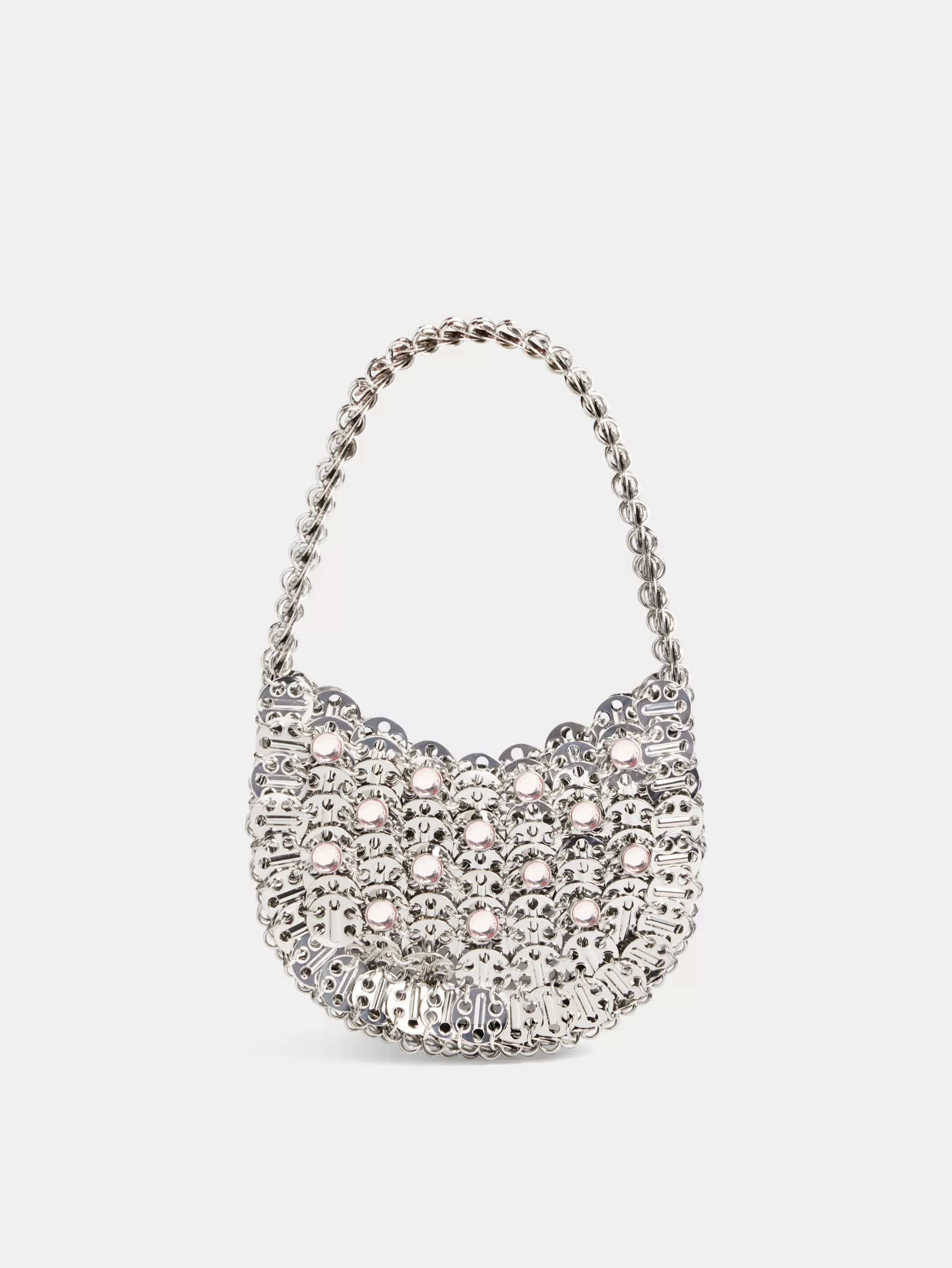 Rabanne Iconic Silver Moon 1969 Bag embellished with Rhinestones