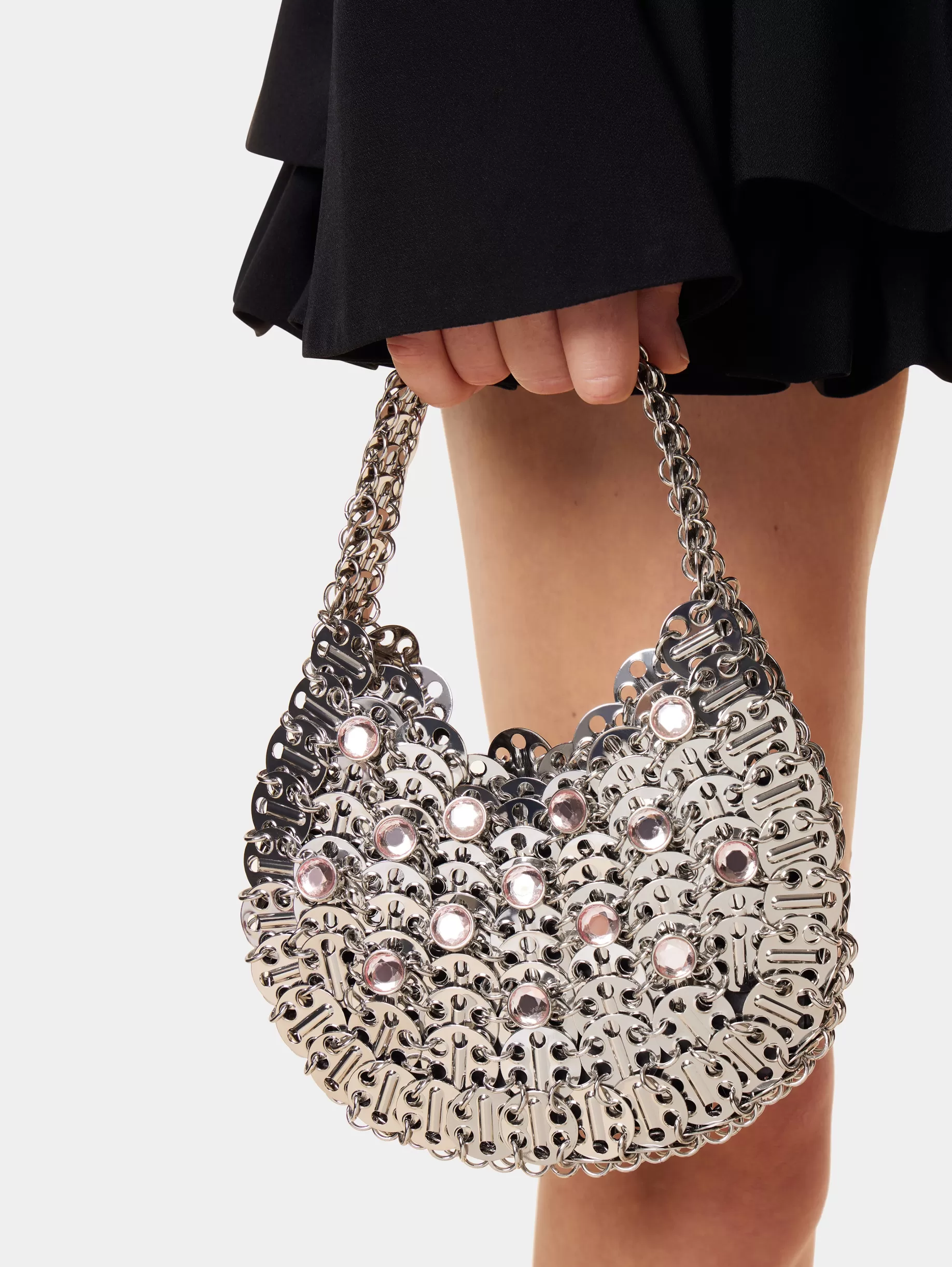 Rabanne Iconic Silver Moon 1969 Bag embellished with Rhinestones