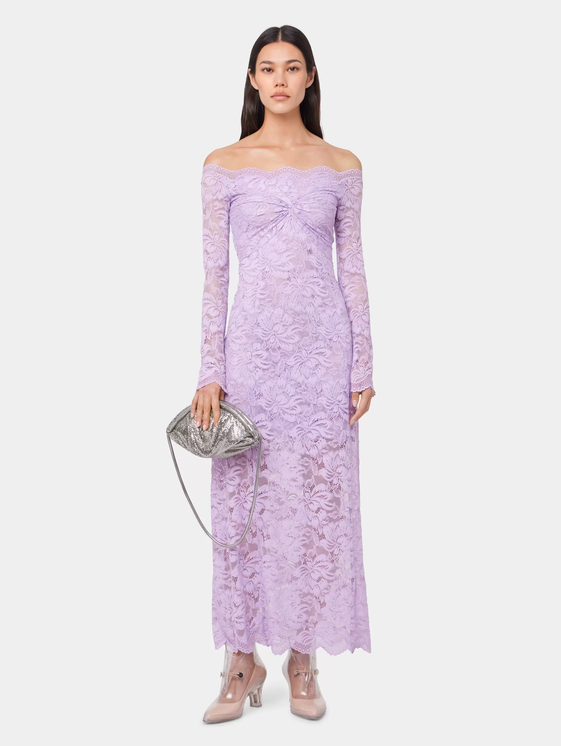 Rabanne LAVENDER LONG DRESS IN LACE