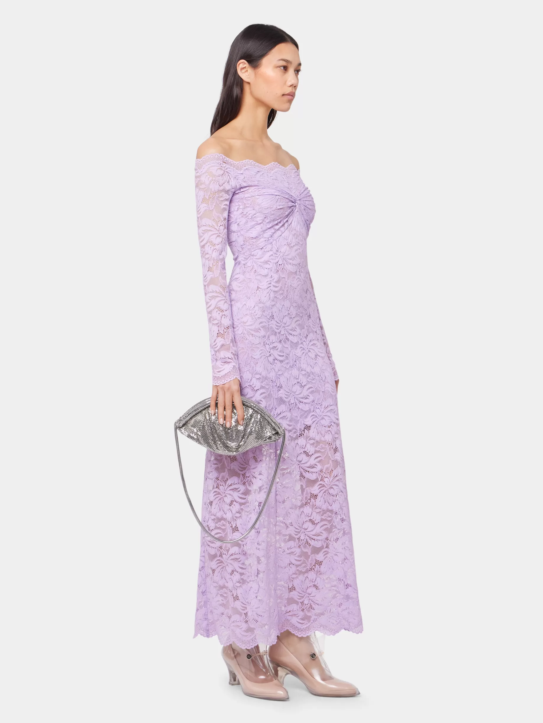 Rabanne LAVENDER LONG DRESS IN LACE