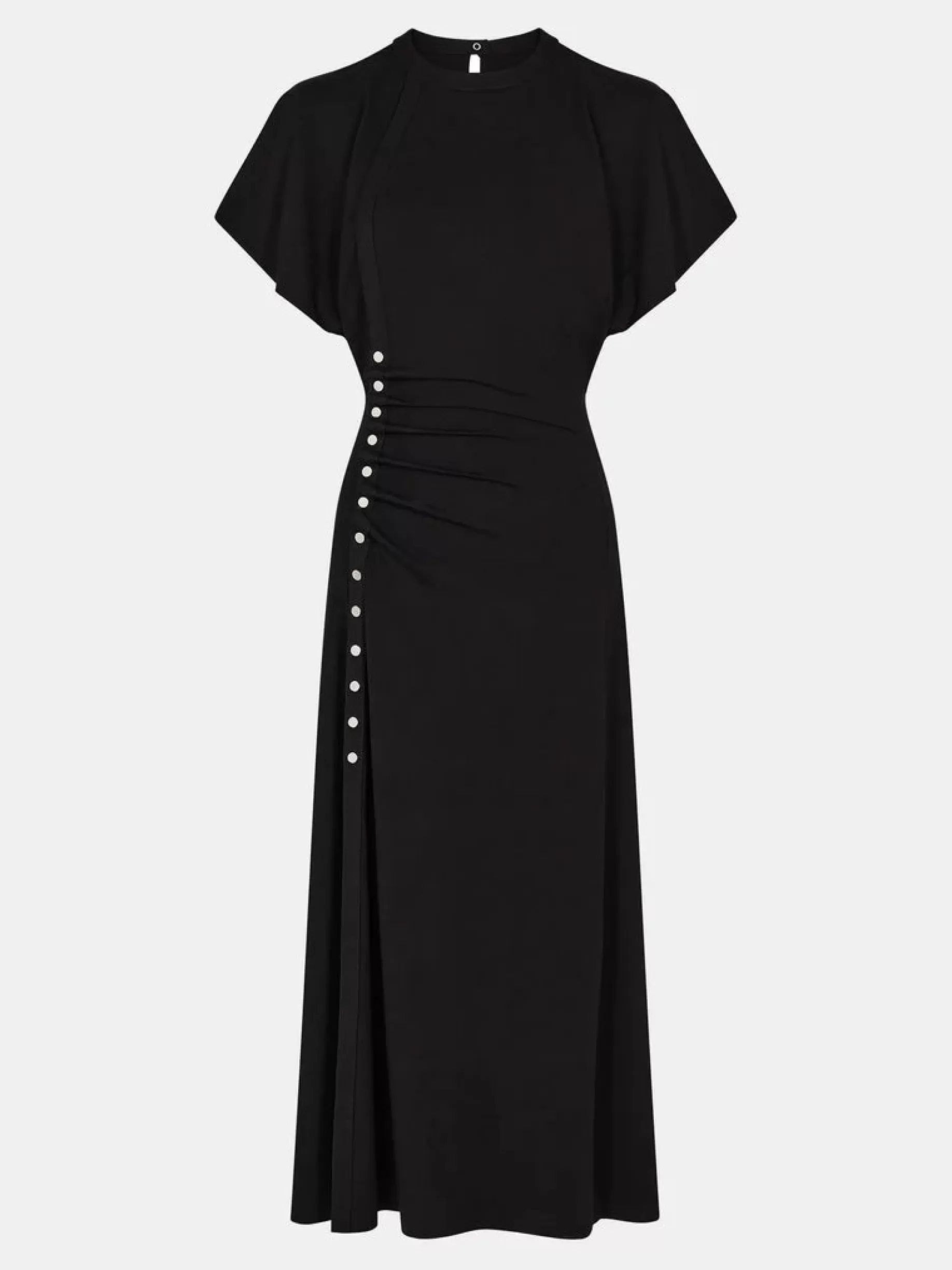 Rabanne Long black drapé pression dress