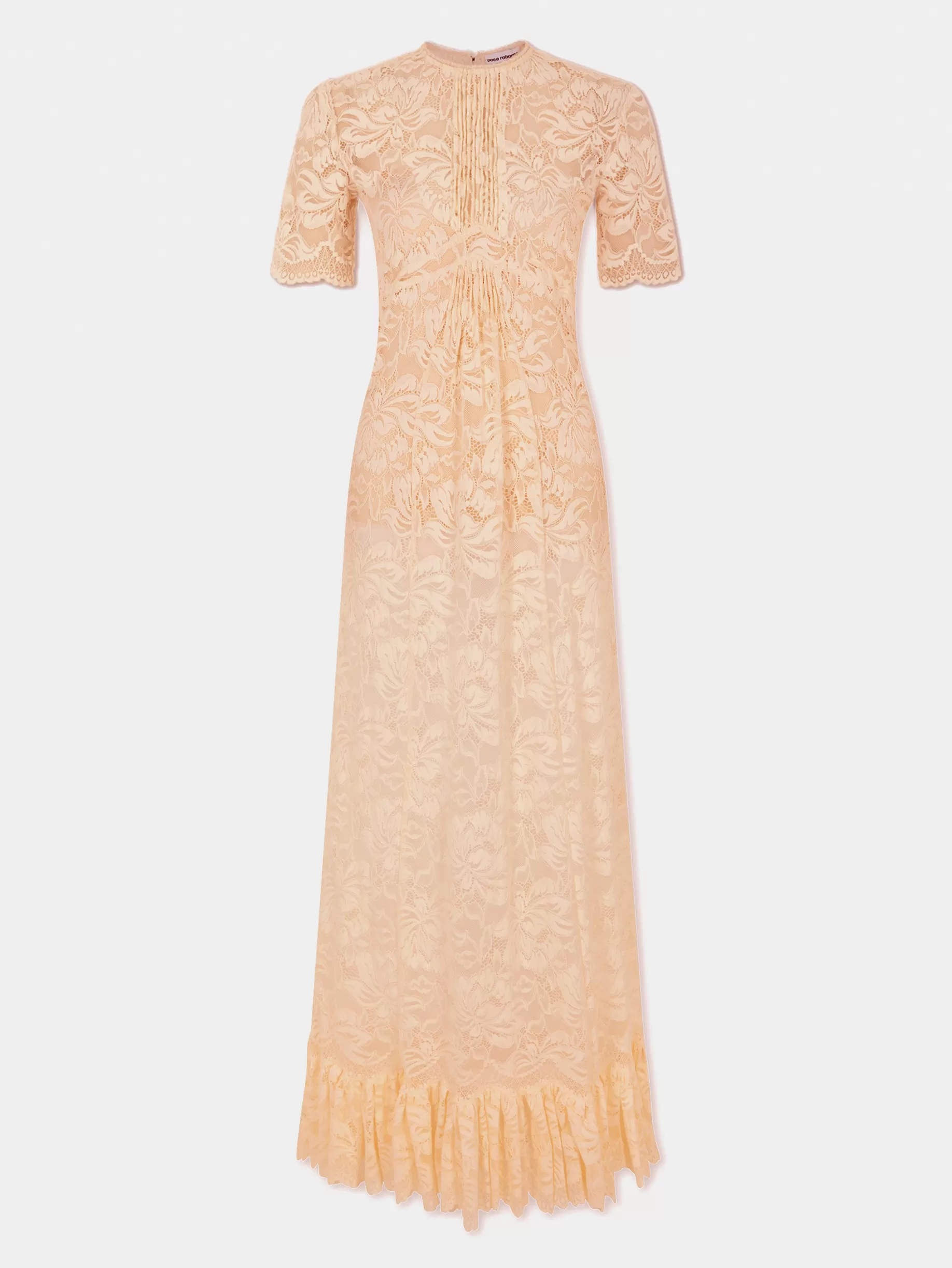 Rabanne Long raffia colored lace dress