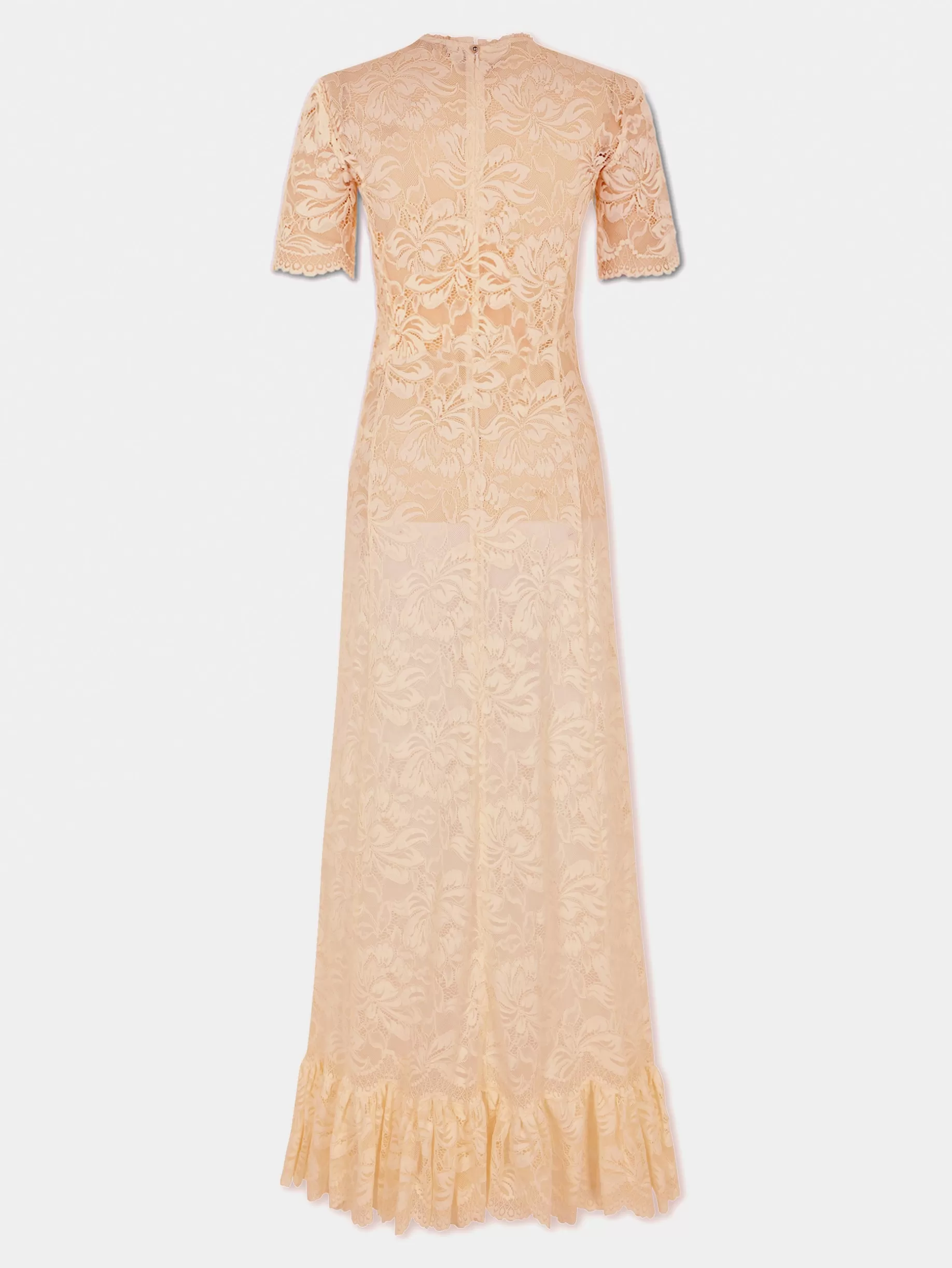 Rabanne Long raffia colored lace dress