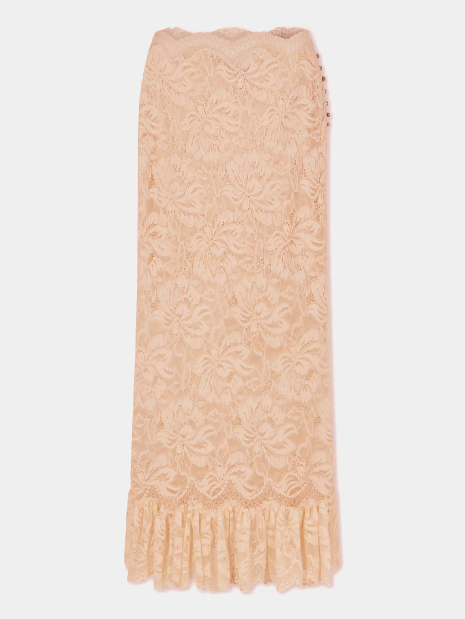 Rabanne Long raffia colored skirt in lace