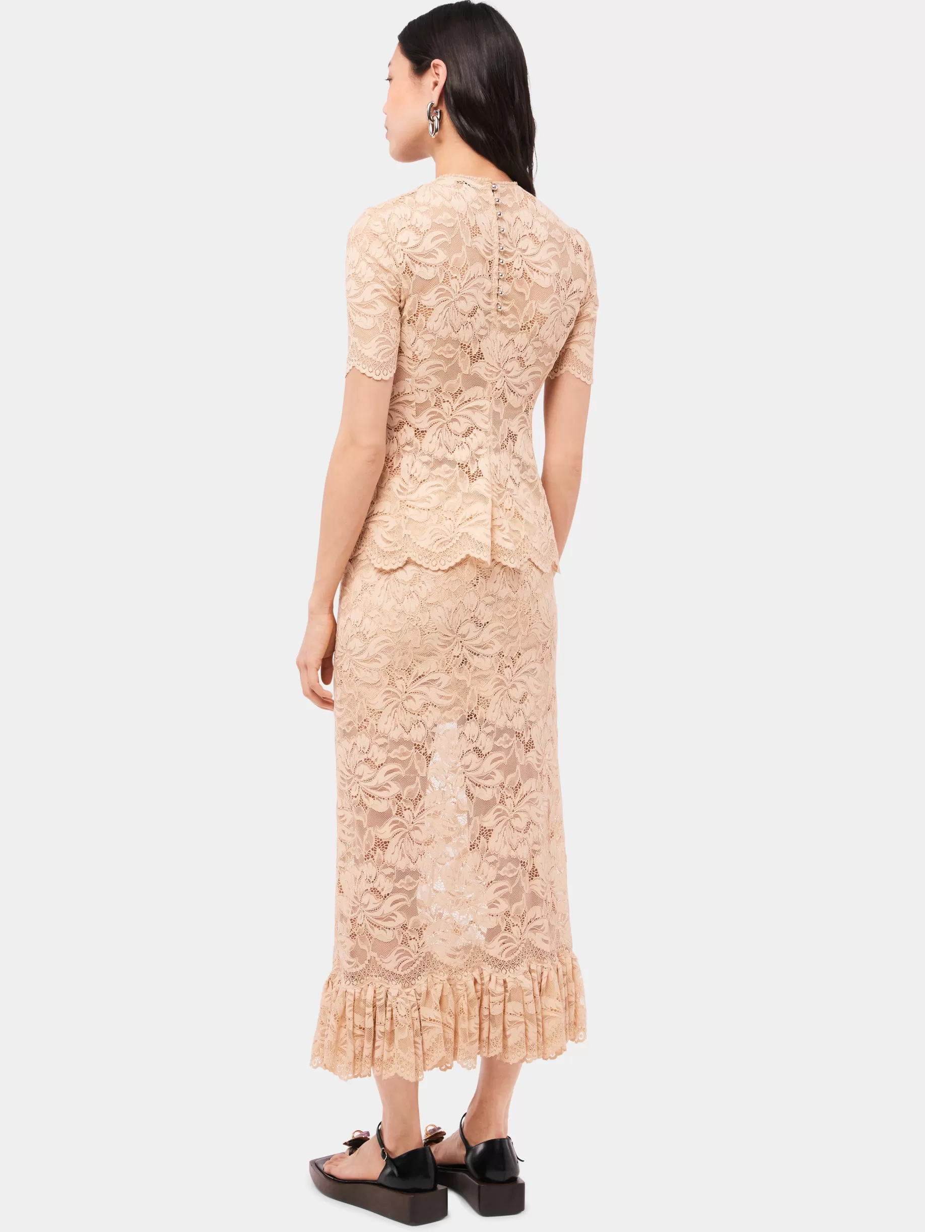 Rabanne Long raffia colored skirt in lace