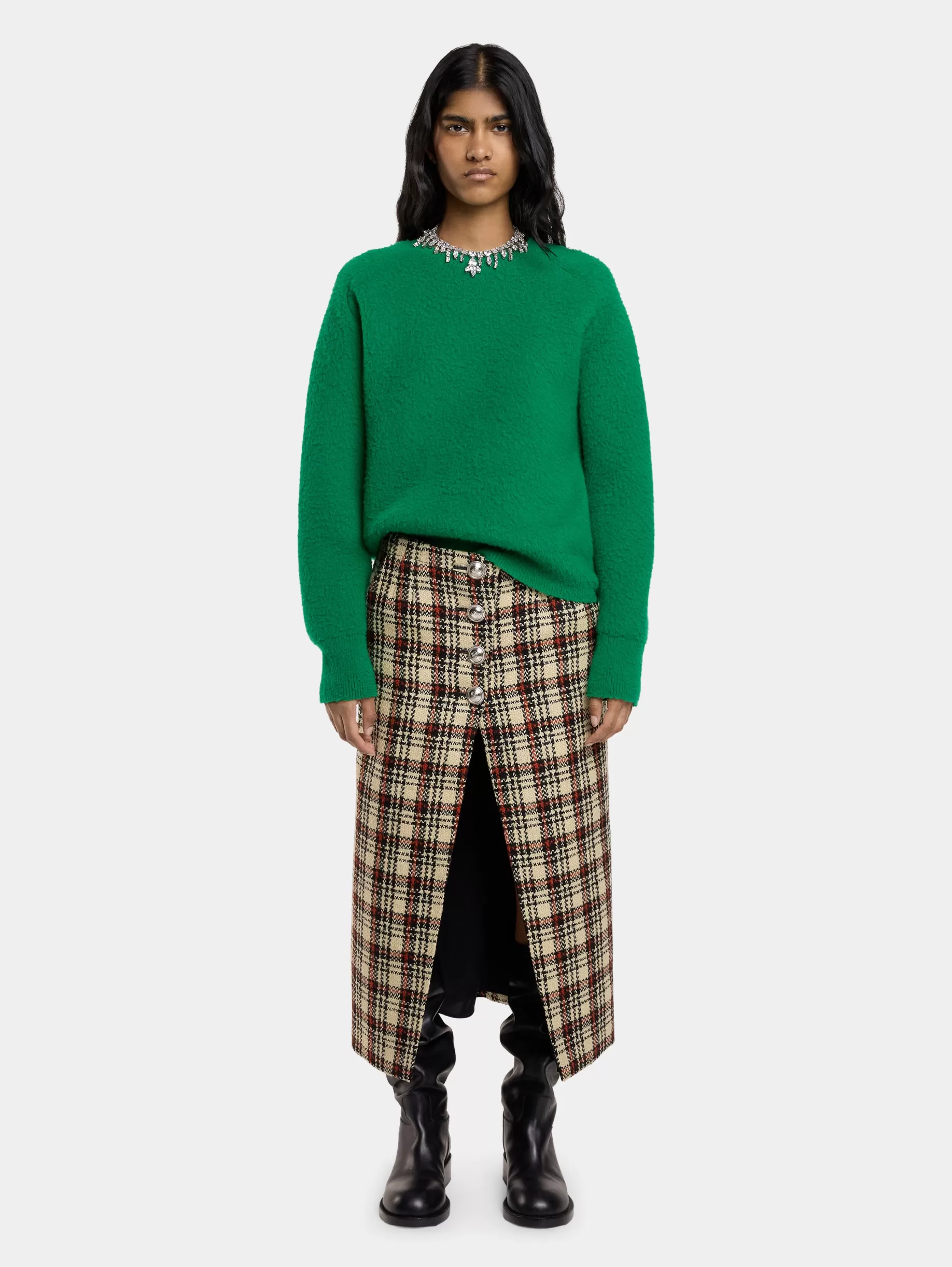 Rabanne LONG SKIRT IN WOOL TARTAN