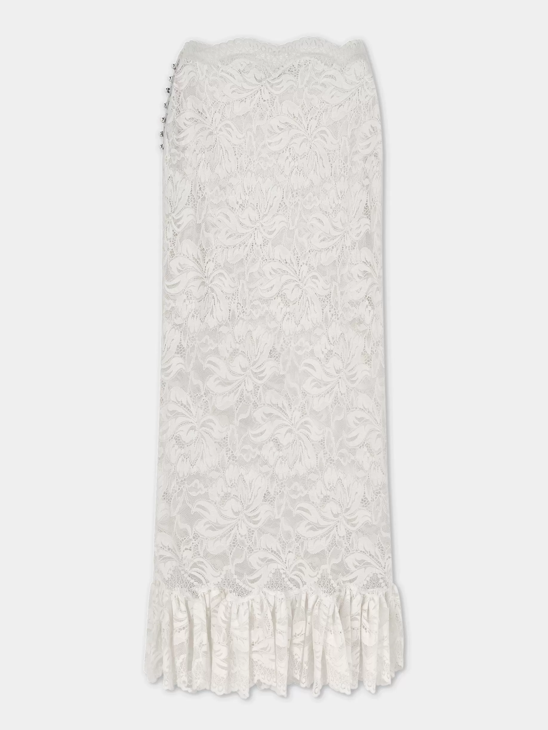 Rabanne Maxi stretch lace ivory skirt