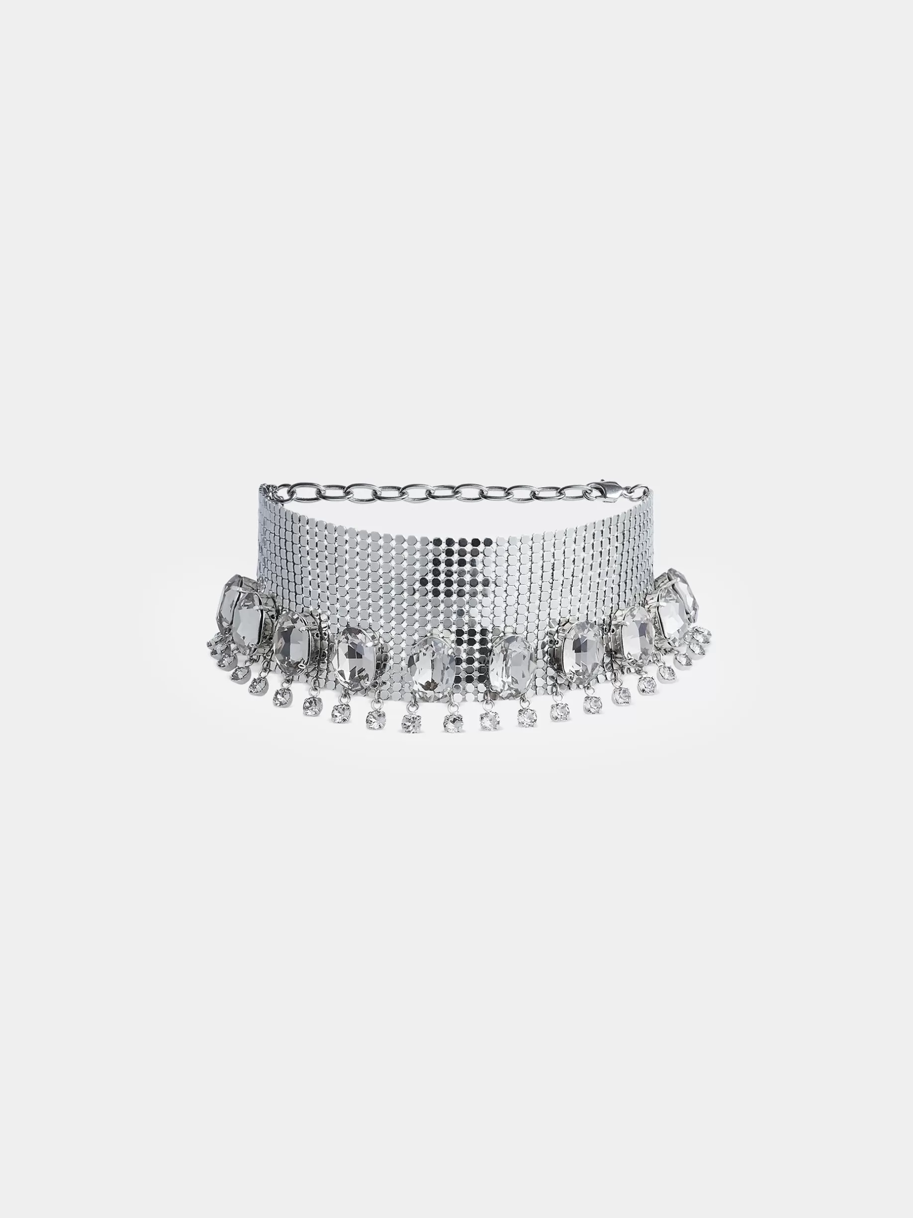 Rabanne Mesh choker crowned with crystals