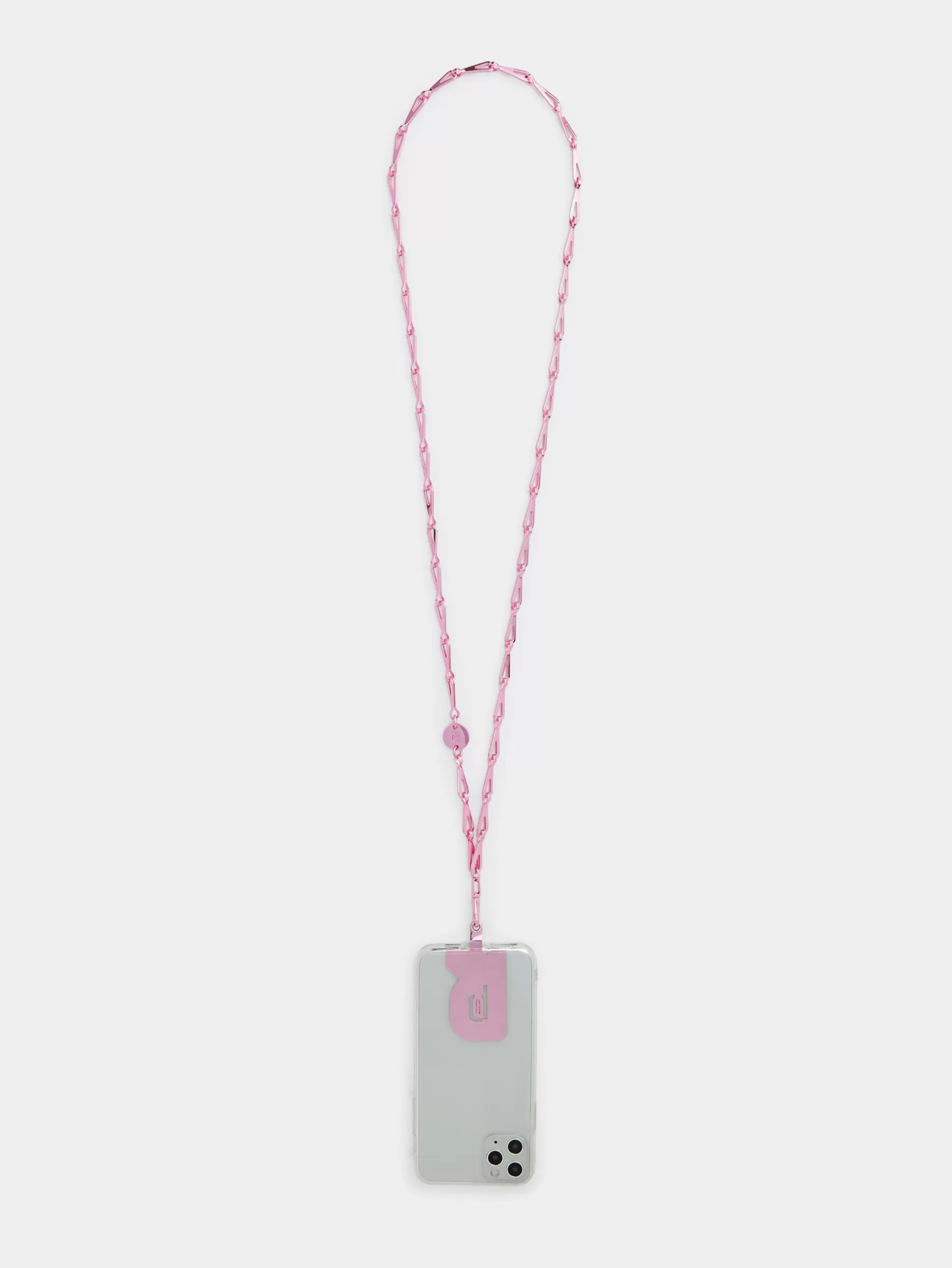 Rabanne Metallic Pink crossbody phone chain