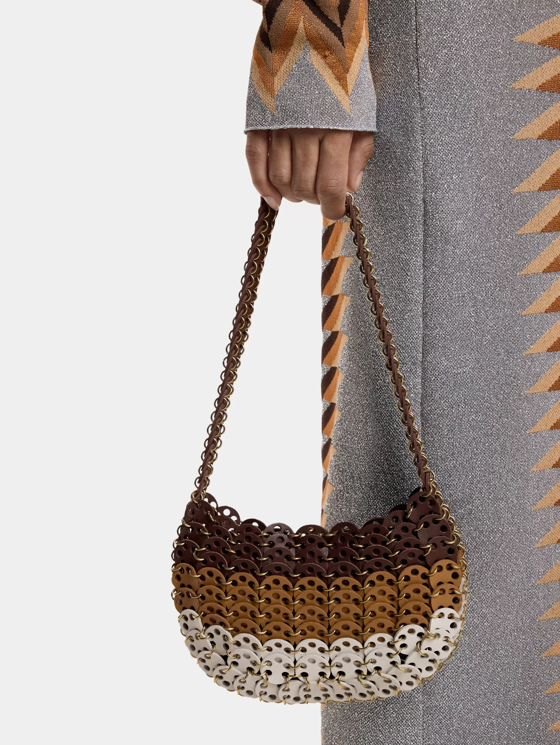 Rabanne 1969 MOON BAG IN LEATHER BROWN SHADES