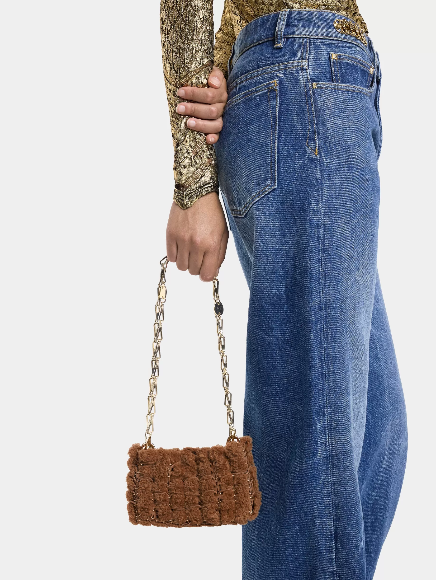 Rabanne 1969 NANO BAG IN SHEARLING