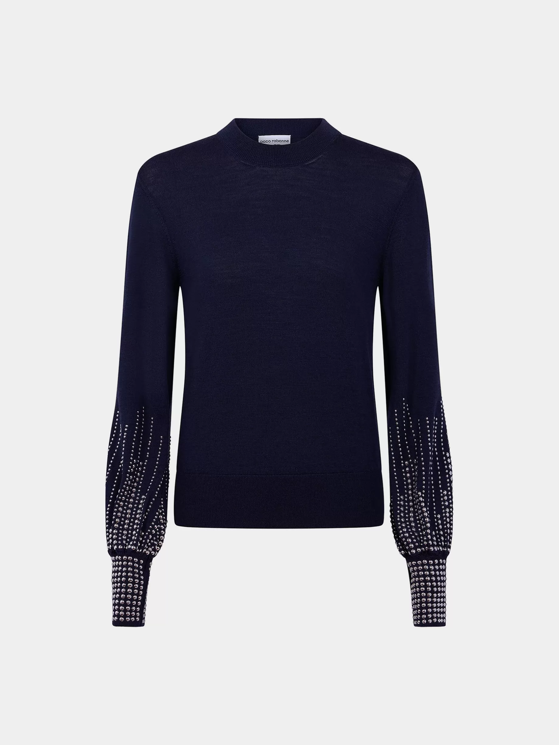 Rabanne Navy stud-cuffs wool jumper