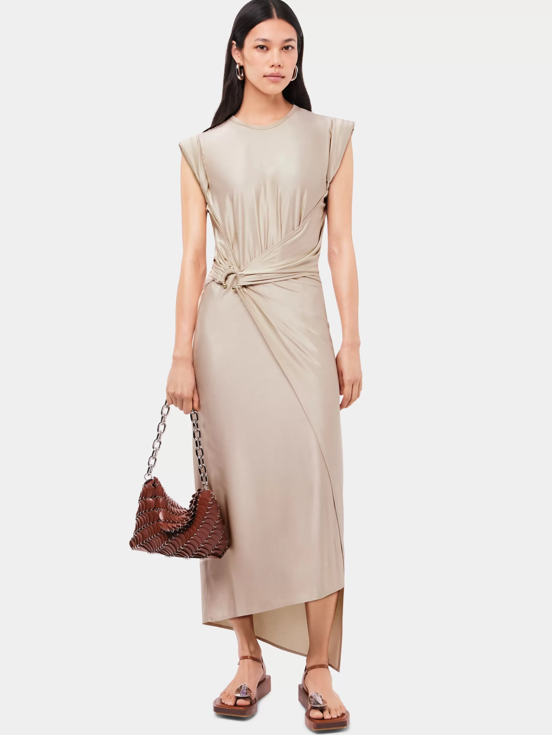 Rabanne Nude draped dress with signature piercing